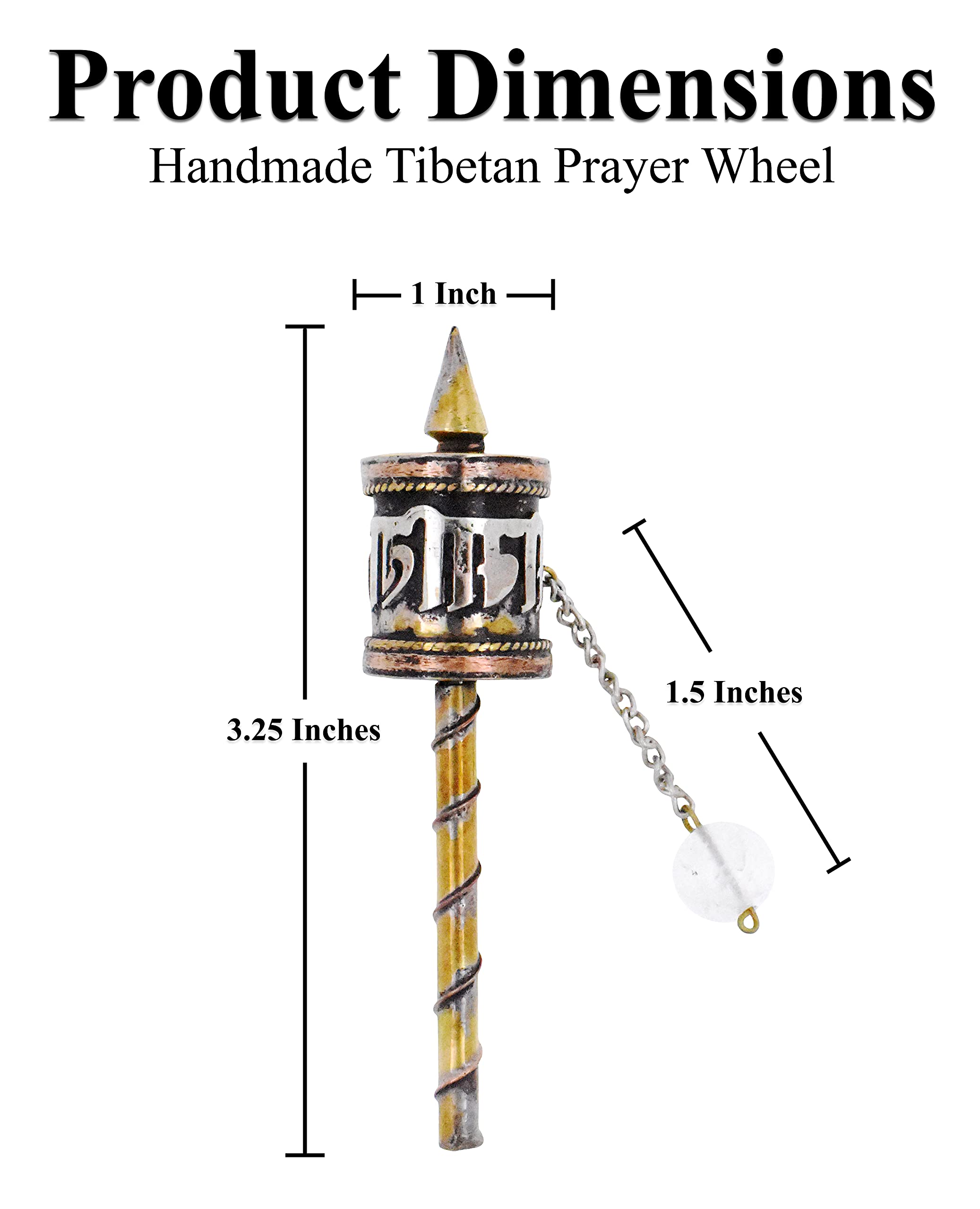 Mudra Crafts Mini Hand Held Tibet Prayer Wheel – Tibetan Prayer Wheel Handheld Spinning Wheel with Om Mani Padme Hum for Gifts Nepal Decor