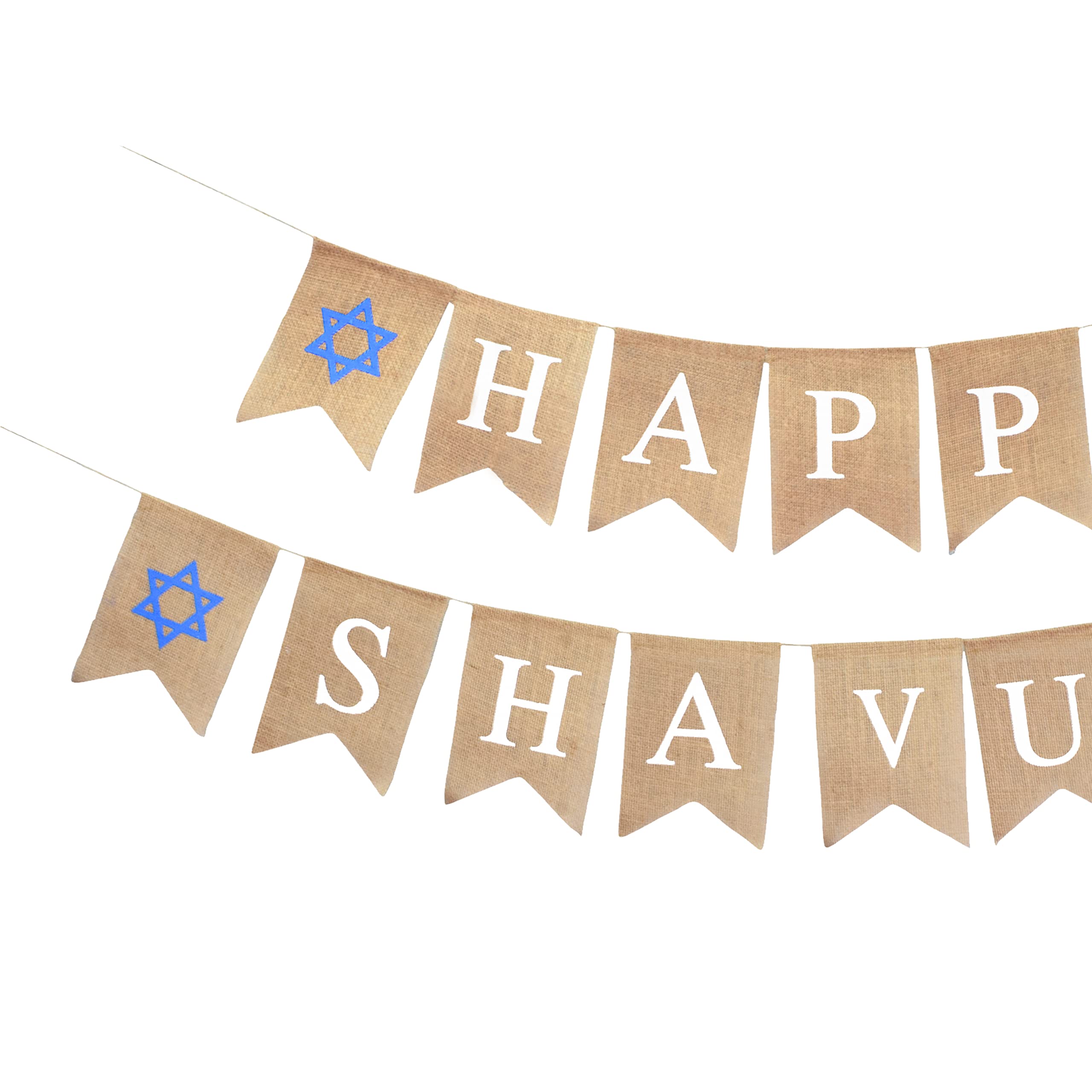 Mandala Crafts Burlap Happy Shavuot Banner for Happy Shavuot Decorations - Outdoor Indoor Jute Jewish Shavuot Flag Shavuot Decor Bunting Sign