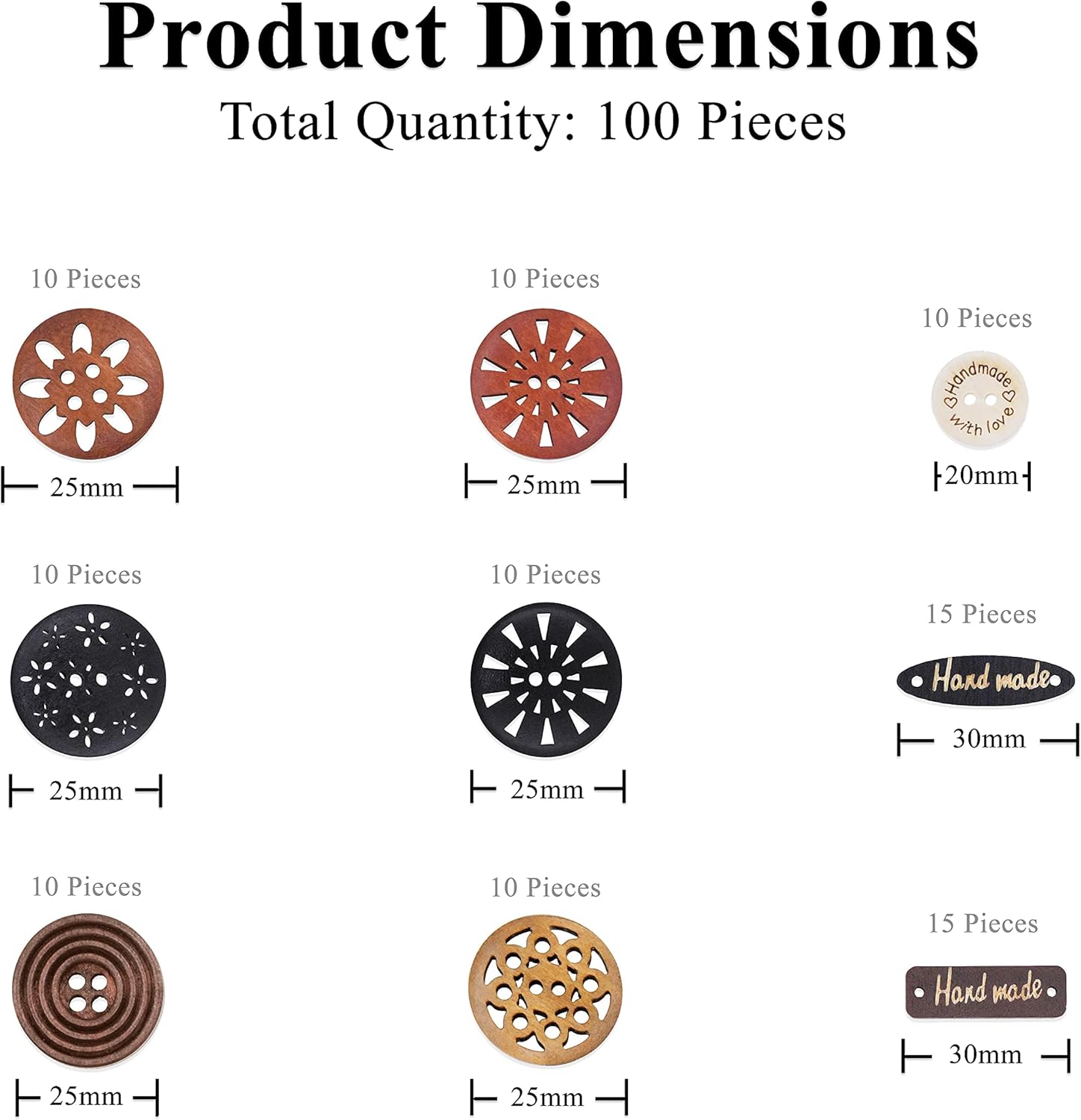 Large Wooden Buttons for Crafts – Carved Wood Buttons – Assorted Craft Buttons for Sweaters Decorative Buttons Sewing