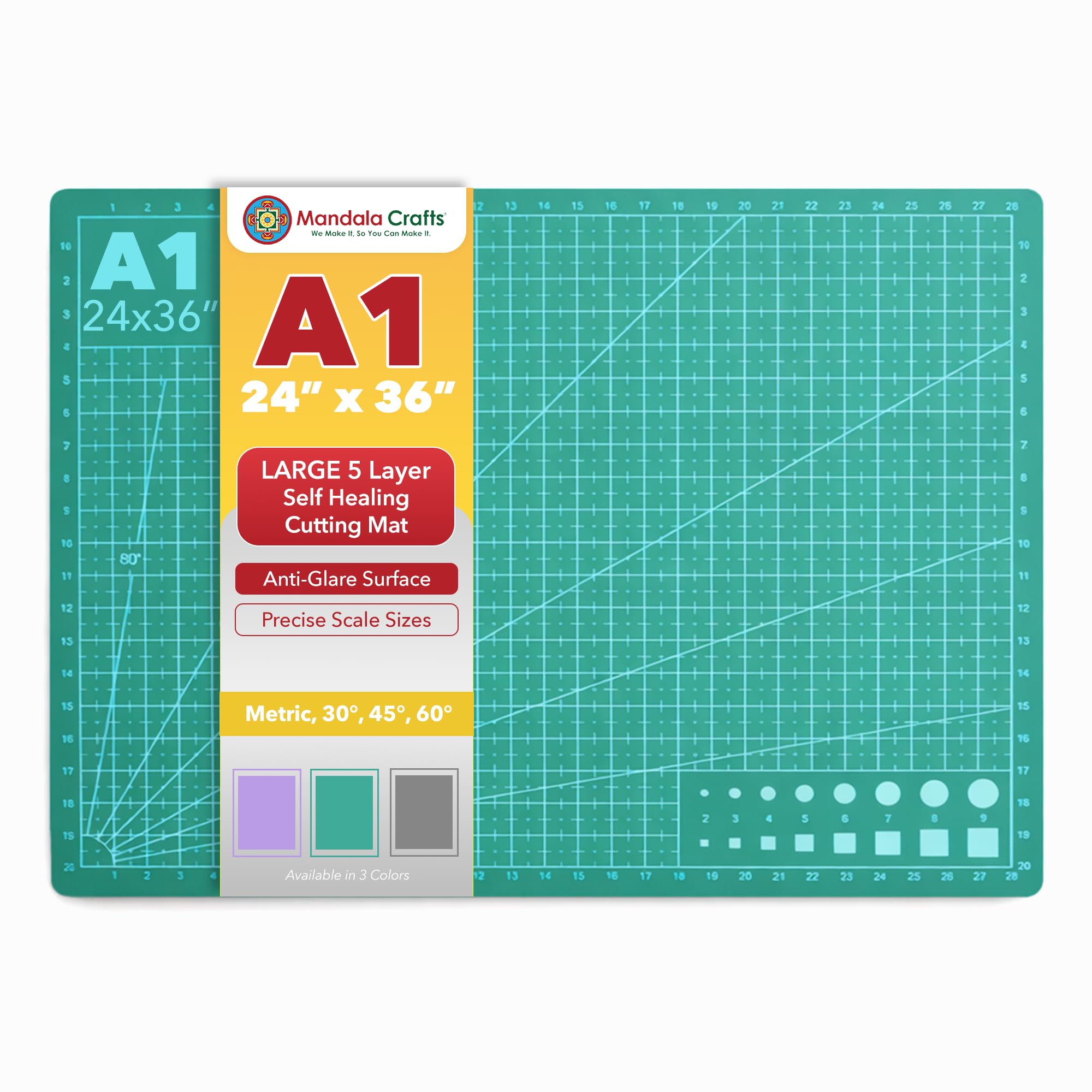 Self-Healing Cutting Mat – Double-Sided 5-Ply Rotary Cutting Board for Sewing, Quilting, Fabric, Leather, Craft, and Scrapbooking