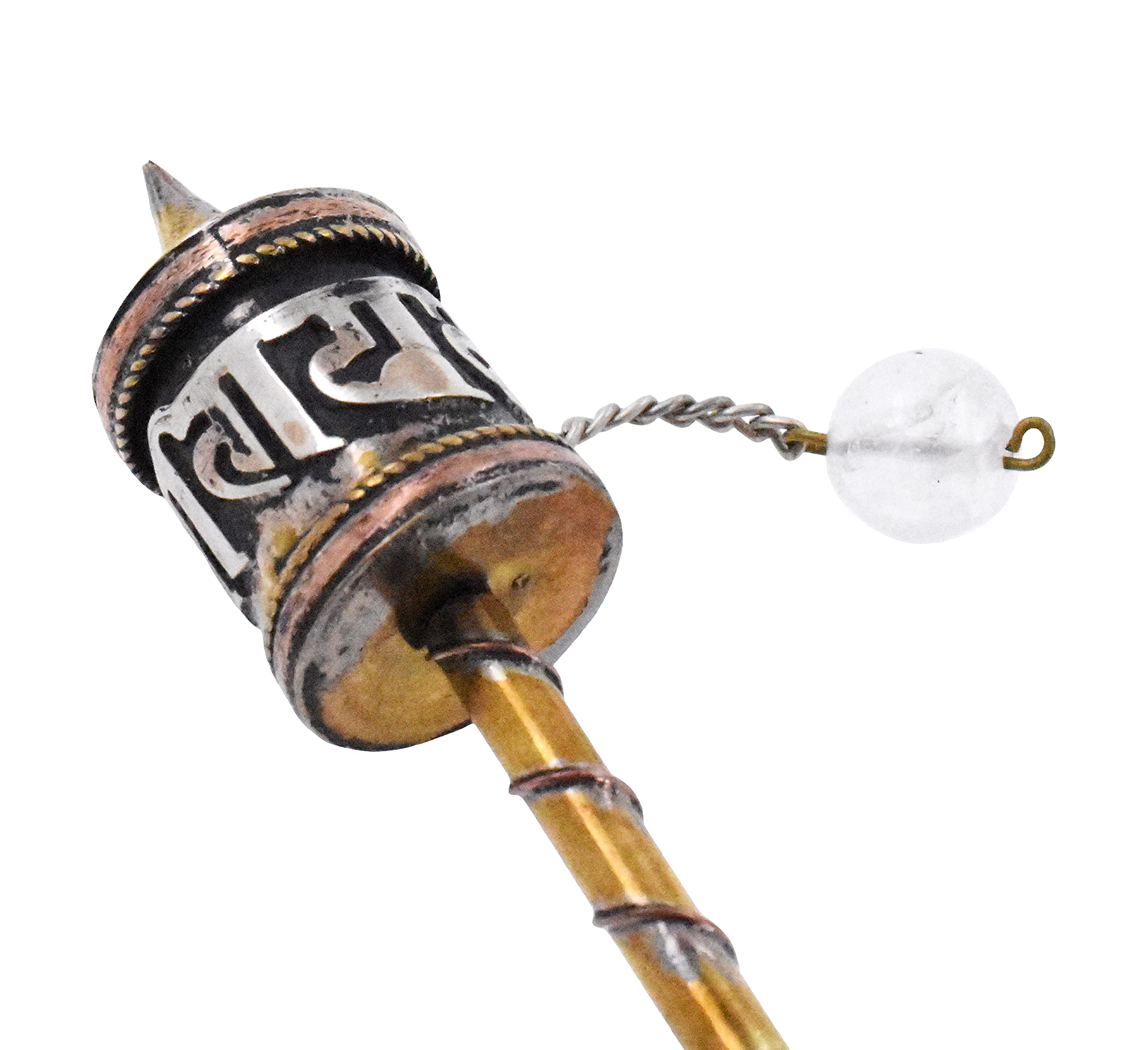 Mudra Crafts Mini Hand Held Tibet Prayer Wheel – Tibetan Prayer Wheel Handheld Spinning Wheel with Om Mani Padme Hum for Gifts Nepal Decor