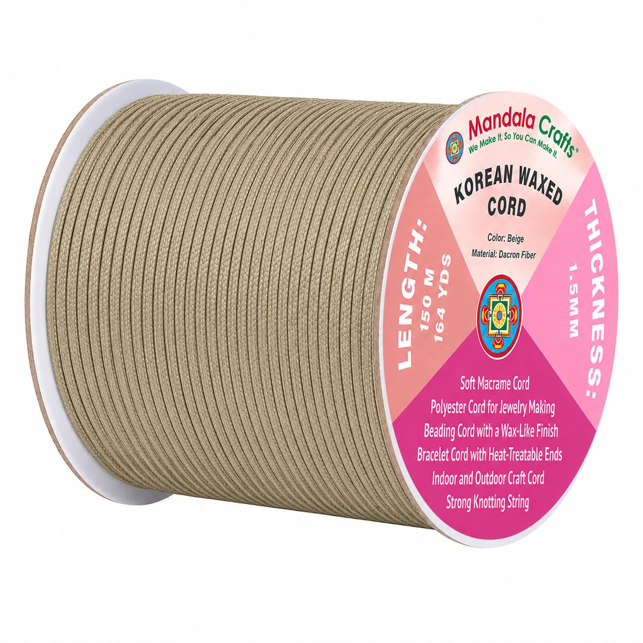 Korean Wax Cord for Jewelry Making | Durable for Outdoor, Polyester Waxed String, for Knotting, Braiding, Macrame, Beading, Necklaces, Earrings, Bracelets