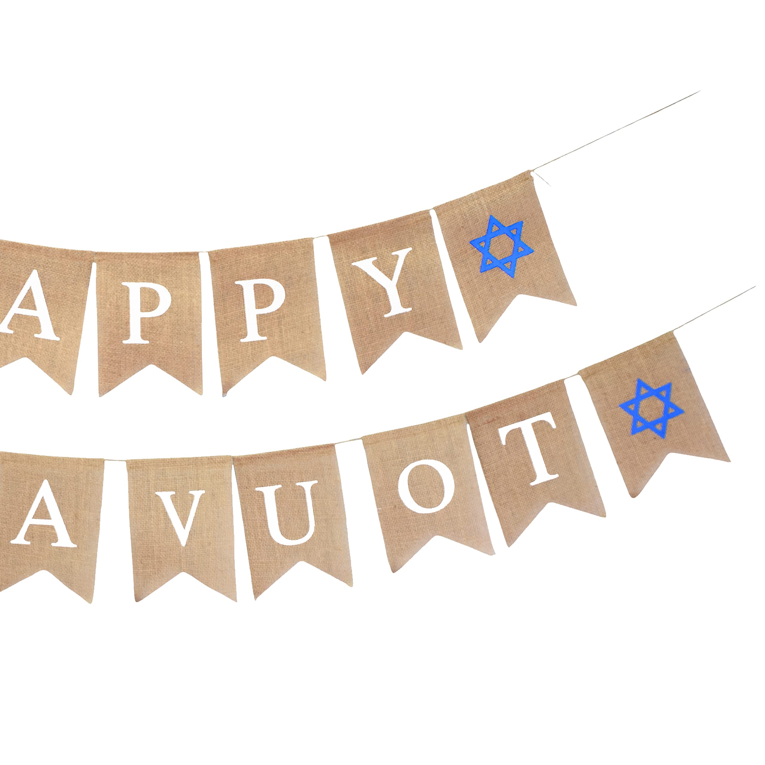 Mandala Crafts Burlap Happy Shavuot Banner for Happy Shavuot Decorations - Outdoor Indoor Jute Jewish Shavuot Flag Shavuot Decor Bunting Sign