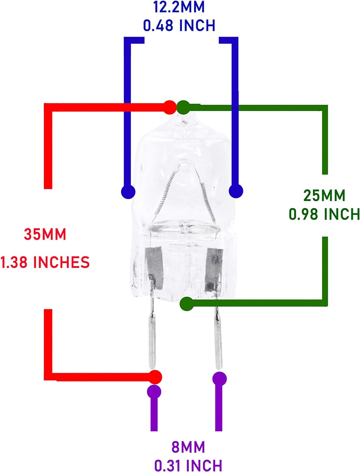 Mandala Crafts G8 Halogen Light Bulb with 2 Prong Base JCD Xenon T4 Type 35-Watt 120 Volt Dimmable Warm White Pack of 10