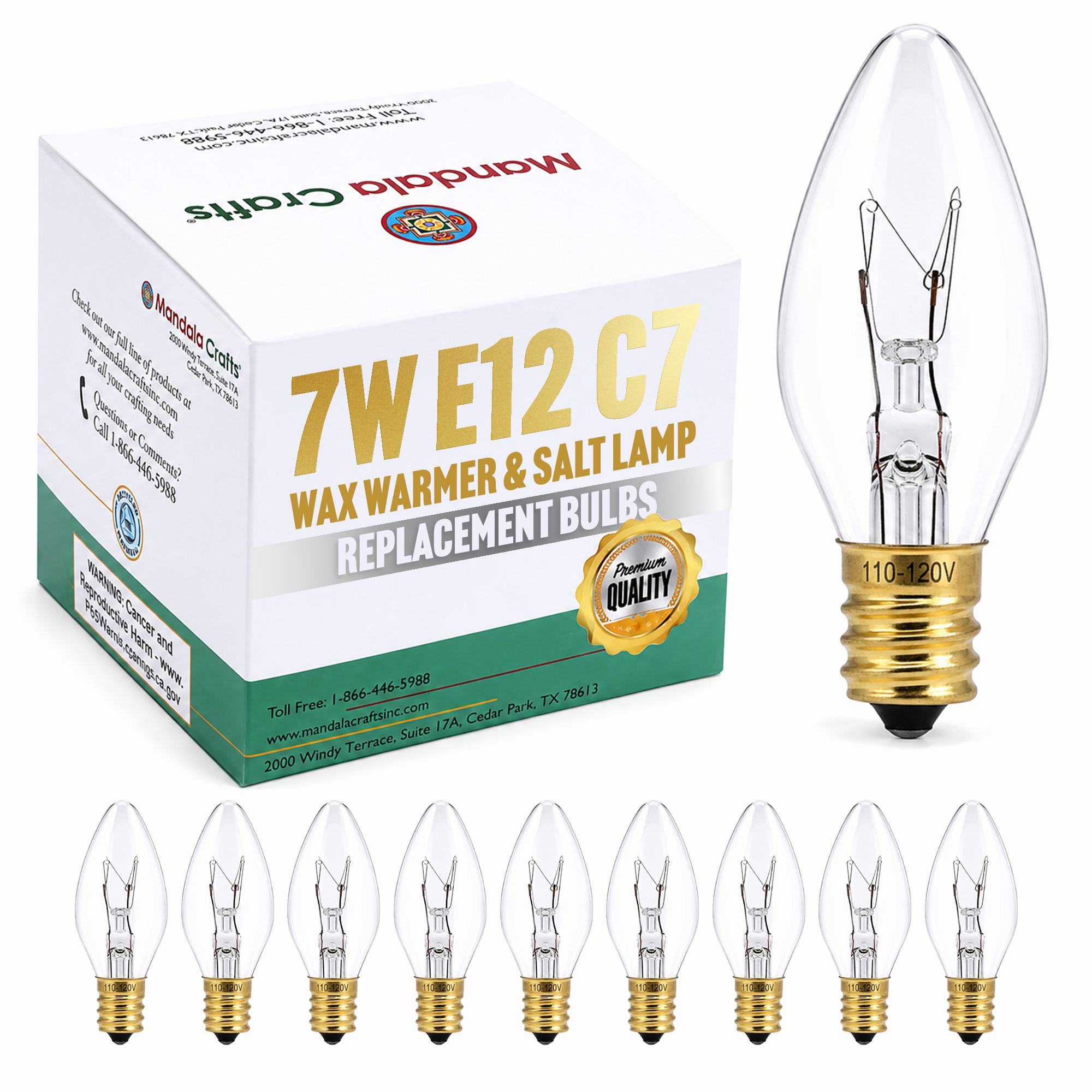 Mandala Crafts 7W E12 C7 Bulbs for Wax Warmers & Himalayan Salt Lamps
