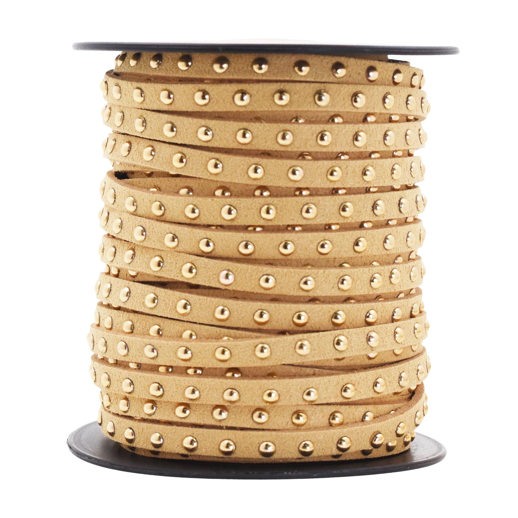 Studded Faux Suede Cord Rope for Jewelry Making - 20 Yards Faux Leather Ribbon - Flat Micro Fiber Leather String Faux Leather Lace with Rivets