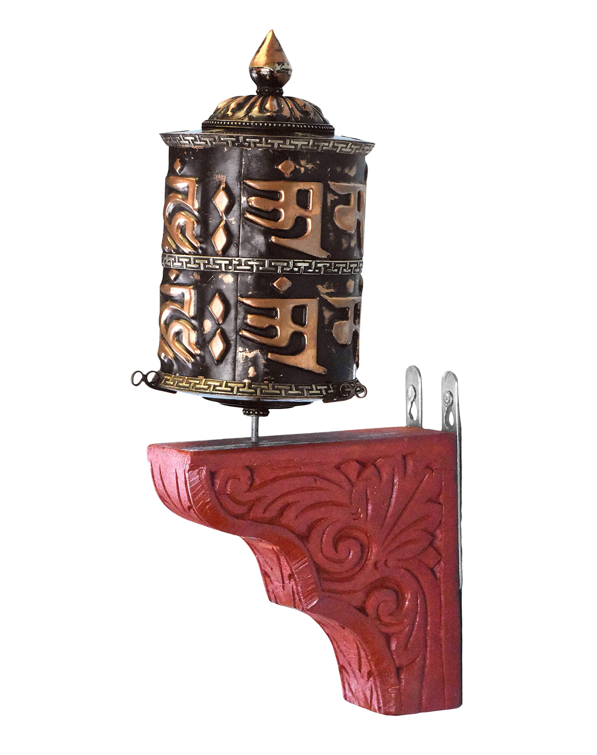 Mudra Crafts Tibetan Prayer Wheel - Tibet Prayer Wheel with Wall Hanging Mount for Wall Décor Handmade in Nepal