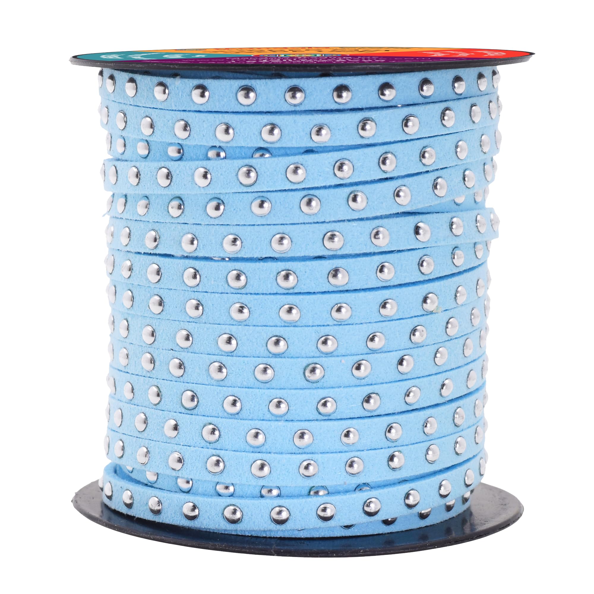 Studded Faux Suede Cord Rope for Jewelry Making - 20 Yards Faux Leather Ribbon - Flat Micro Fiber Leather String Faux Leather Lace with Rivets