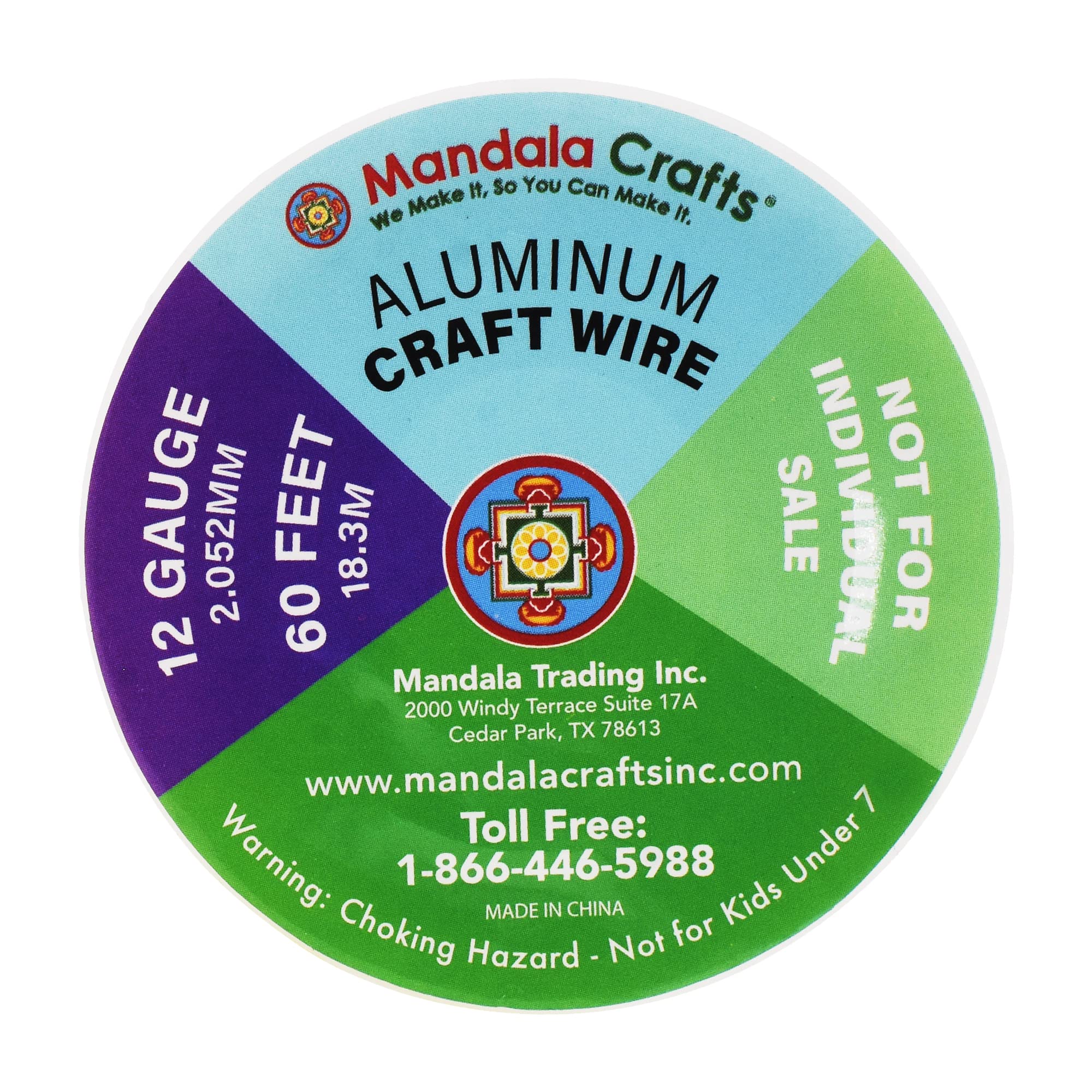 Mandala Crafts Anodized Aluminum Craft Wire for Jewelry Making - Bendable Flexible Crafting Wire 12 Gauge Wire Colored for Bonsai - Armature Wire for Sculpting