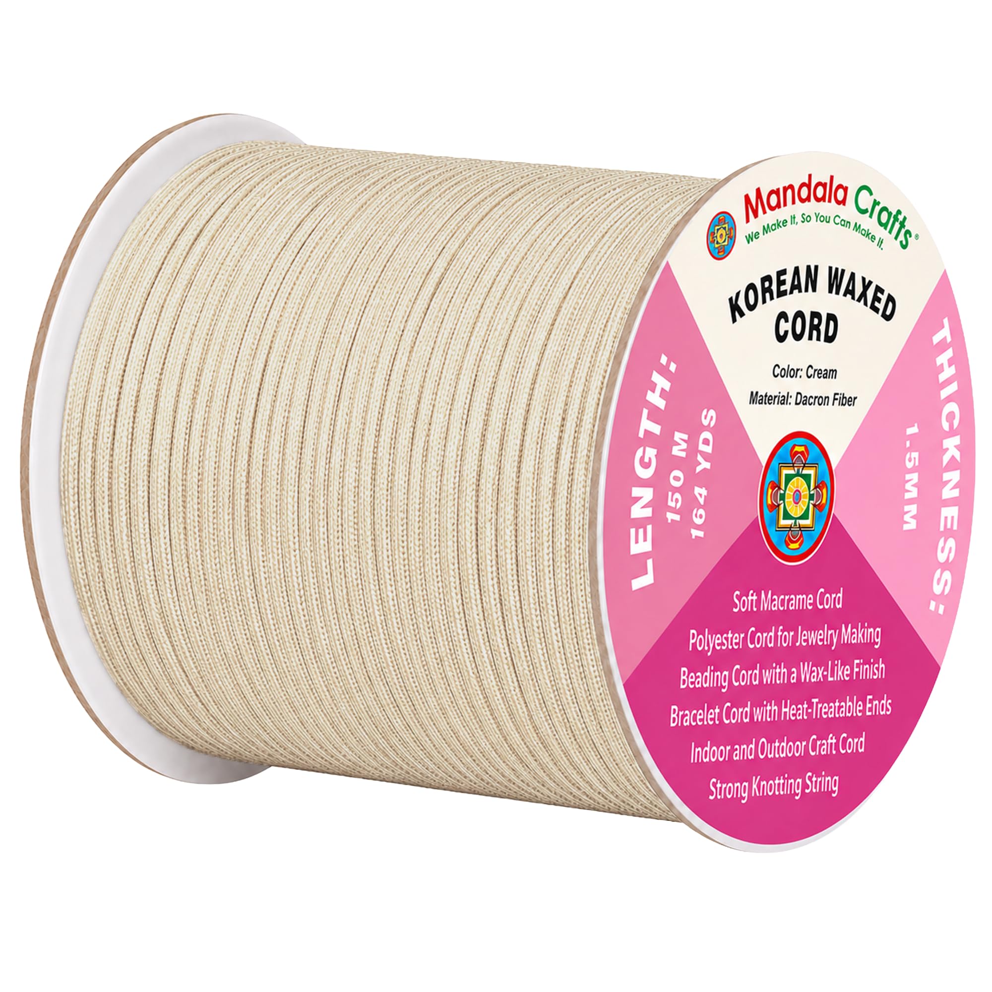 Korean Wax Cord for Jewelry Making | Durable for Outdoor, Polyester Waxed String, for Knotting, Braiding, Macrame, Beading, Necklaces, Earrings, Bracelets