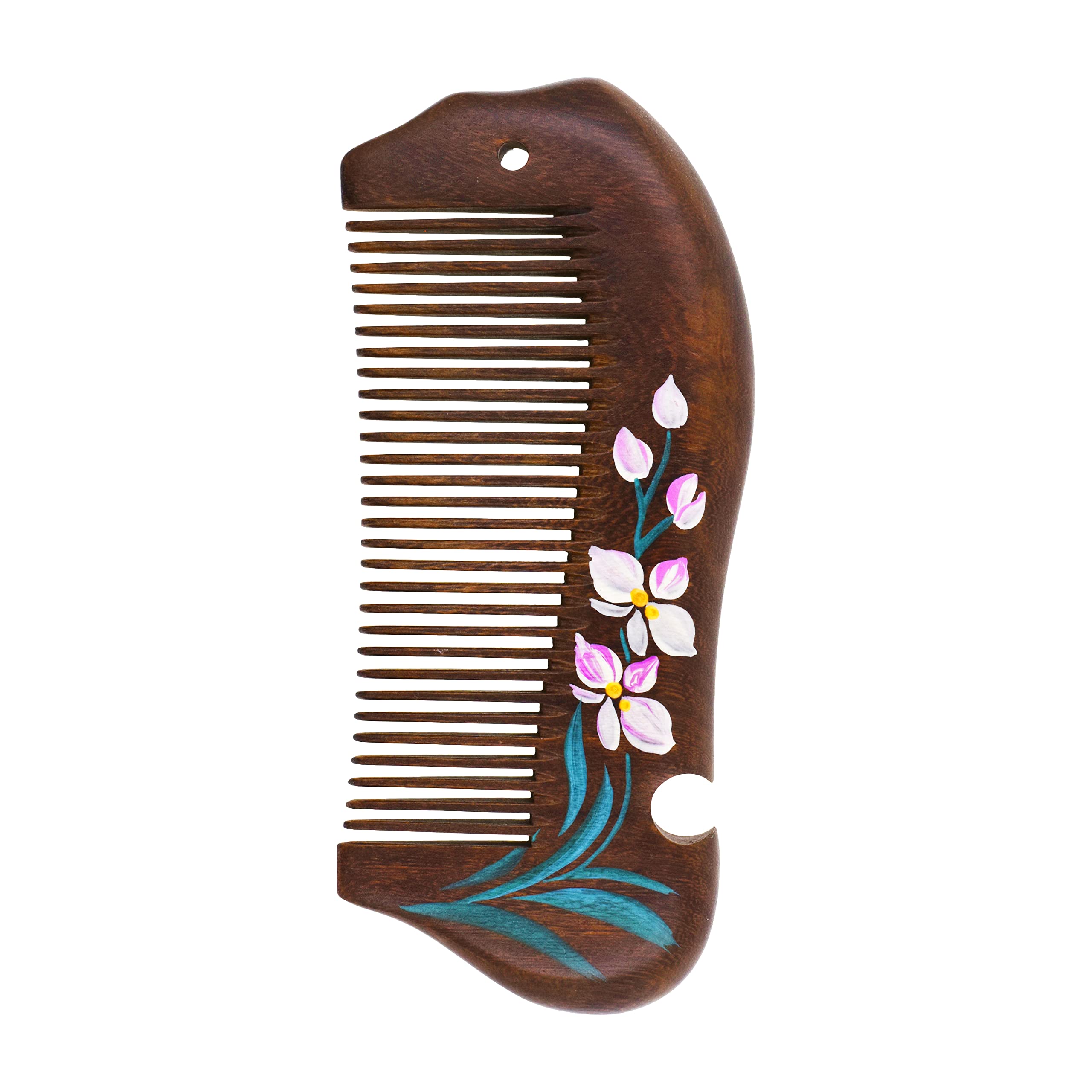 Mandala Crafts Wooden Comb - Lilac Flower Rosewood Anti-Static Wood Comb - Wooden Wide Tooth Hair Comb for Men Women Straight Curly Hair Detangling Beard