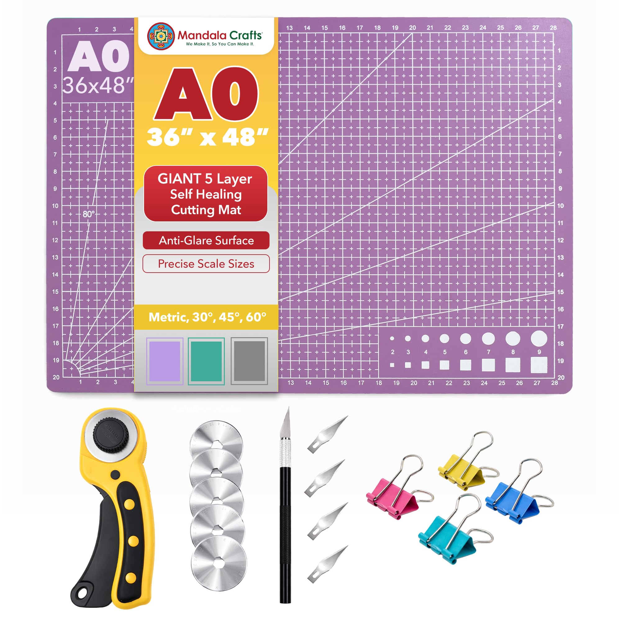 Self-Healing Cutting Mat – Double-Sided 5-Ply Rotary Cutting Board for Sewing, Quilting, Fabric, Leather, Craft, and Scrapbooking