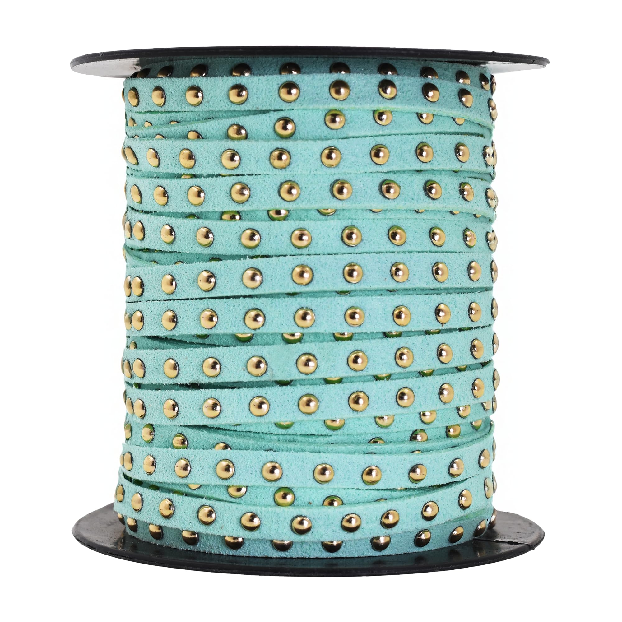 Studded Faux Suede Cord Rope for Jewelry Making - 20 Yards Faux Leather Ribbon - Flat Micro Fiber Leather String Faux Leather Lace with Rivets
