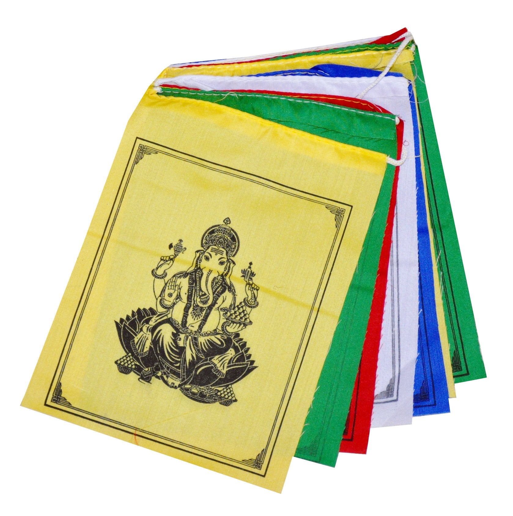 Mandala Crafts Ganesha Tibetan Prayer Flags Outdoor Large Lungta - Nepalese Prayer Flags – Ganesh Prayer Flag Banner 6 X 7 Inches 5 FT Long