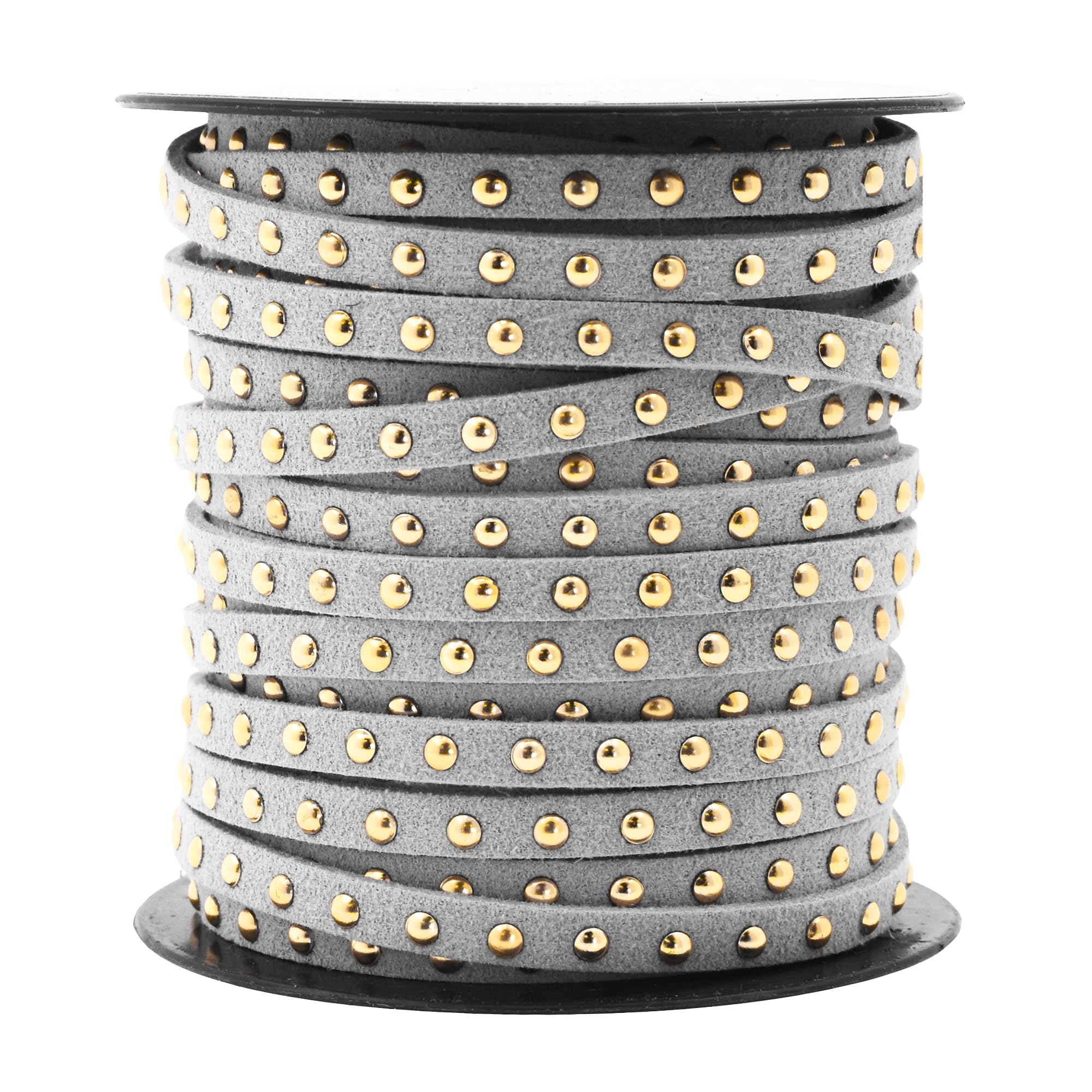 Studded Faux Suede Cord Rope for Jewelry Making - 20 Yards Faux Leather Ribbon - Flat Micro Fiber Leather String Faux Leather Lace with Rivets