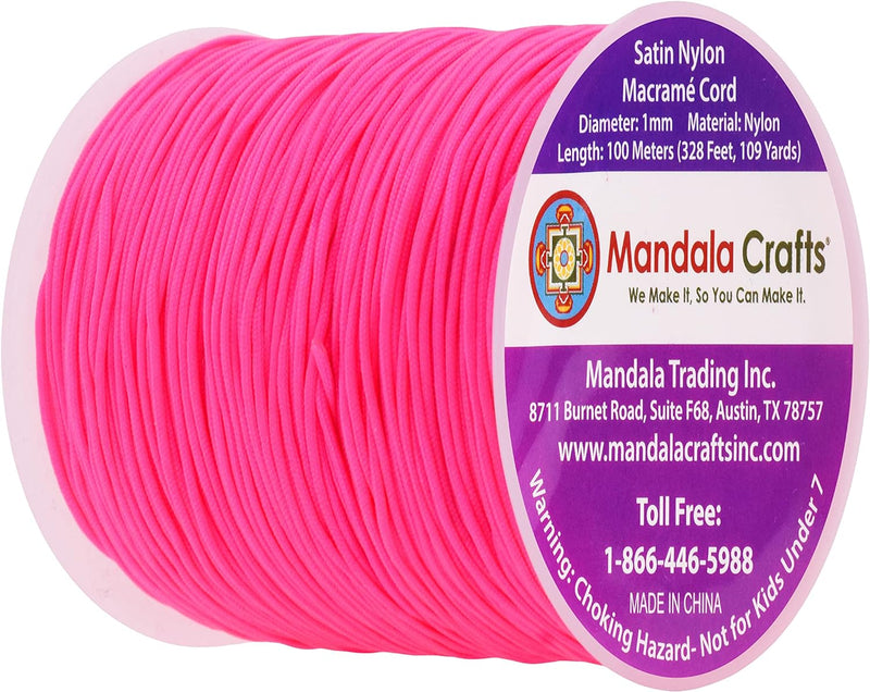 Mandala Crafts Nylon Satin Cord - 1mm Nylon Cord for Jewelry Making Beading