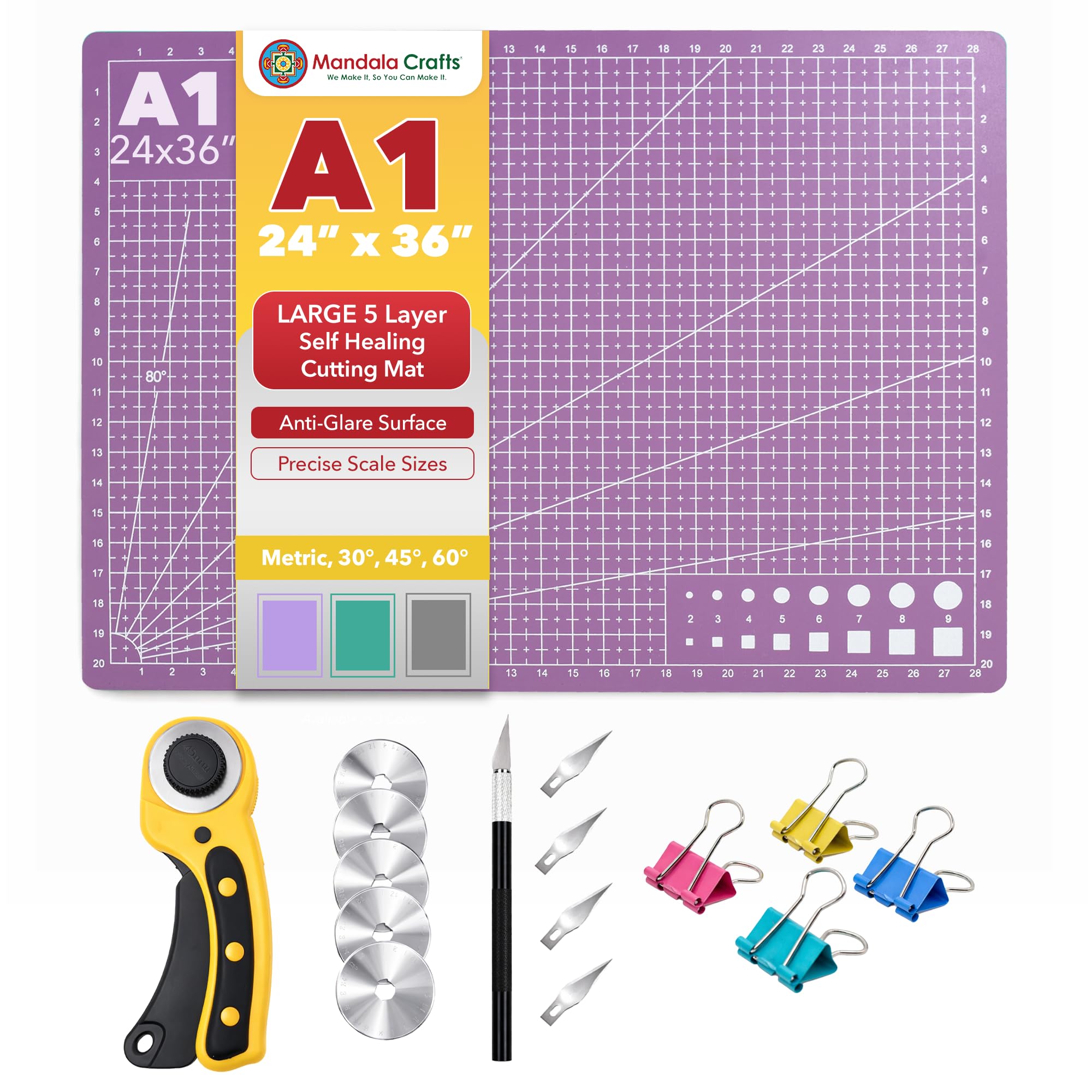 Self-Healing Cutting Mat – Double-Sided 5-Ply Rotary Cutting Board for Sewing, Quilting, Fabric, Leather, Craft, and Scrapbooking