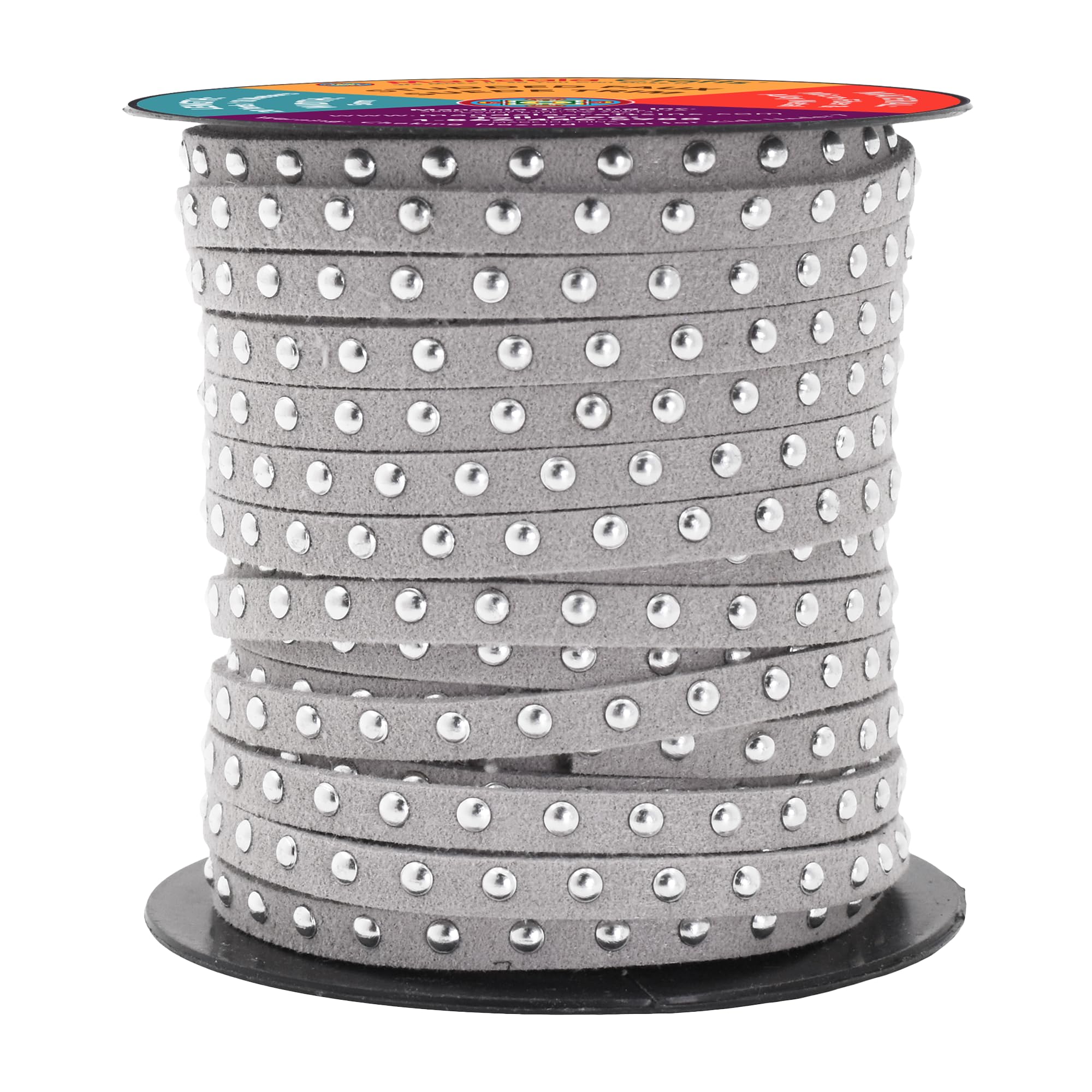 Studded Faux Suede Cord Rope for Jewelry Making - 20 Yards Faux Leather Ribbon - Flat Micro Fiber Leather String Faux Leather Lace with Rivets