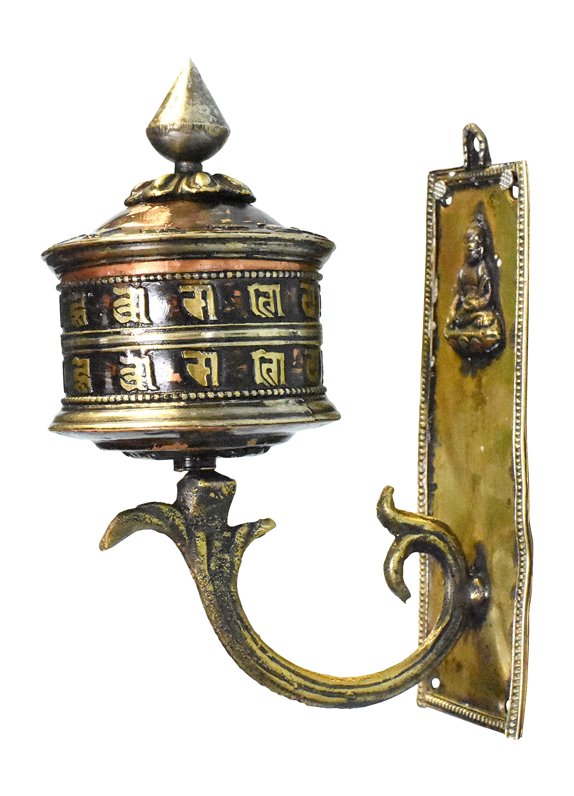 Mudra Crafts Tibetan Prayer Wheel - Tibet Prayer Wheel with Wall Hanging Mount for Wall Decor