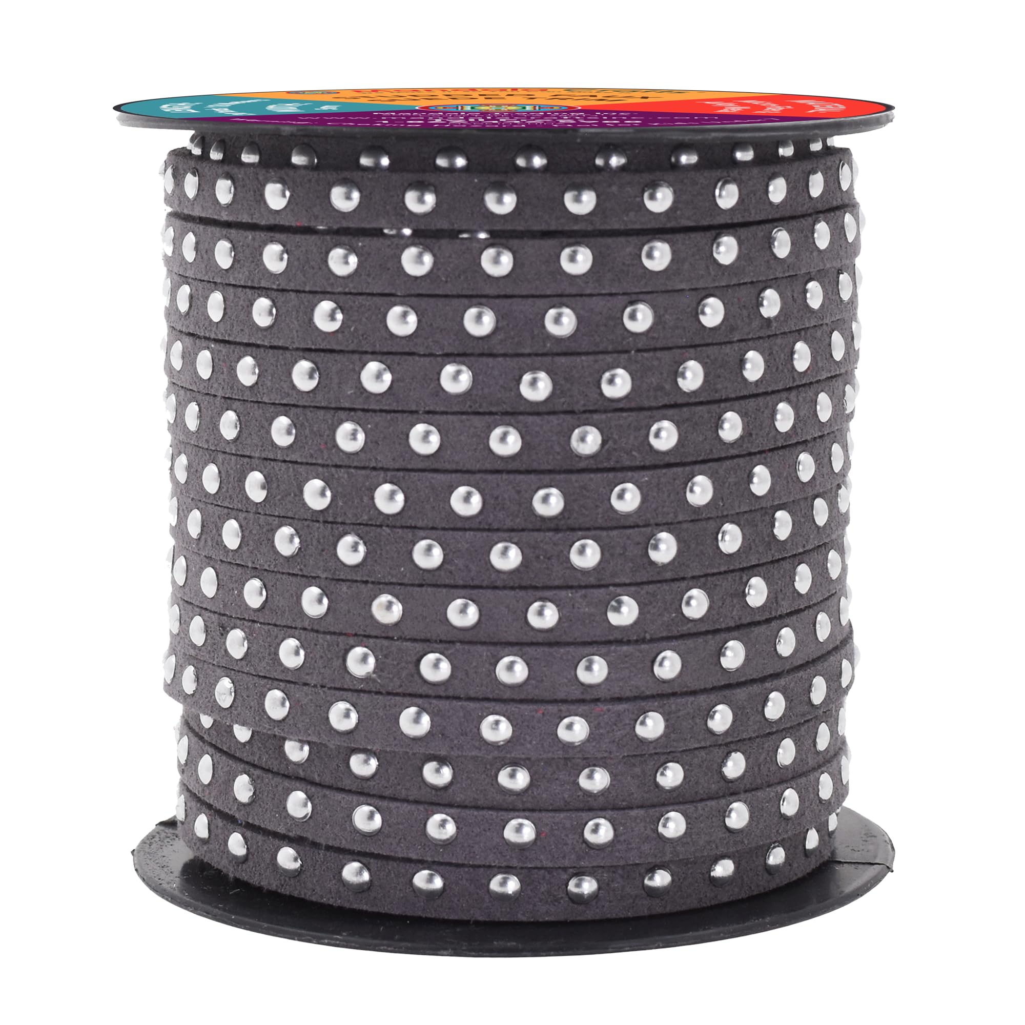 Studded Faux Suede Cord Rope for Jewelry Making - 20 Yards Faux Leather Ribbon - Flat Micro Fiber Leather String Faux Leather Lace with Rivets