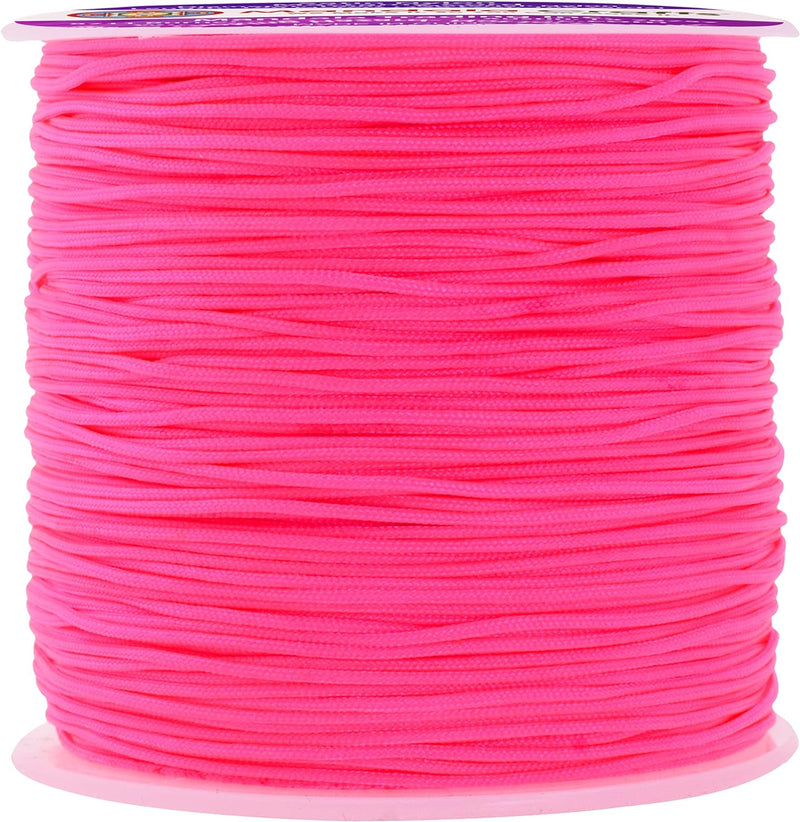 Mandala Crafts Nylon Satin Cord - 1mm Nylon Cord for Jewelry Making Beading  - 109 Yds Braided Nylon Satin String Hot Pink Nylon String for Bracelets