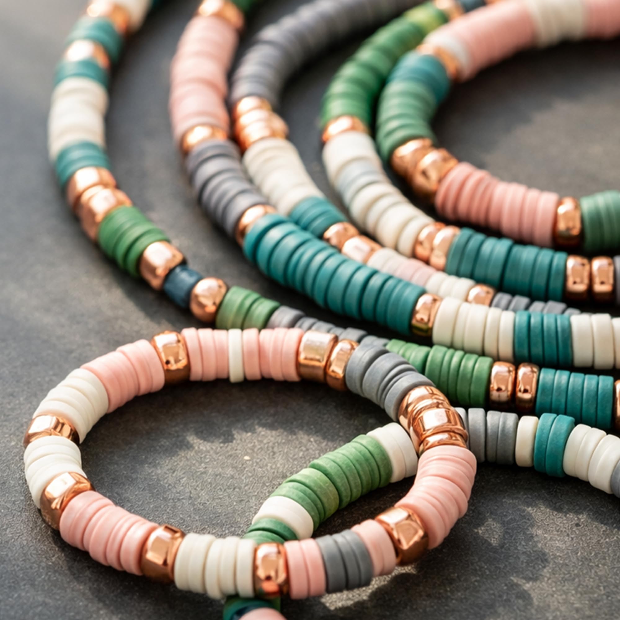 Flat Round Polymer Clay Beads for Jewelry Making Clay Heishi Beads Flat Beads - Disc Beads for Spacer Necklace Bracelet Earrings 4mm 6mm 8mm