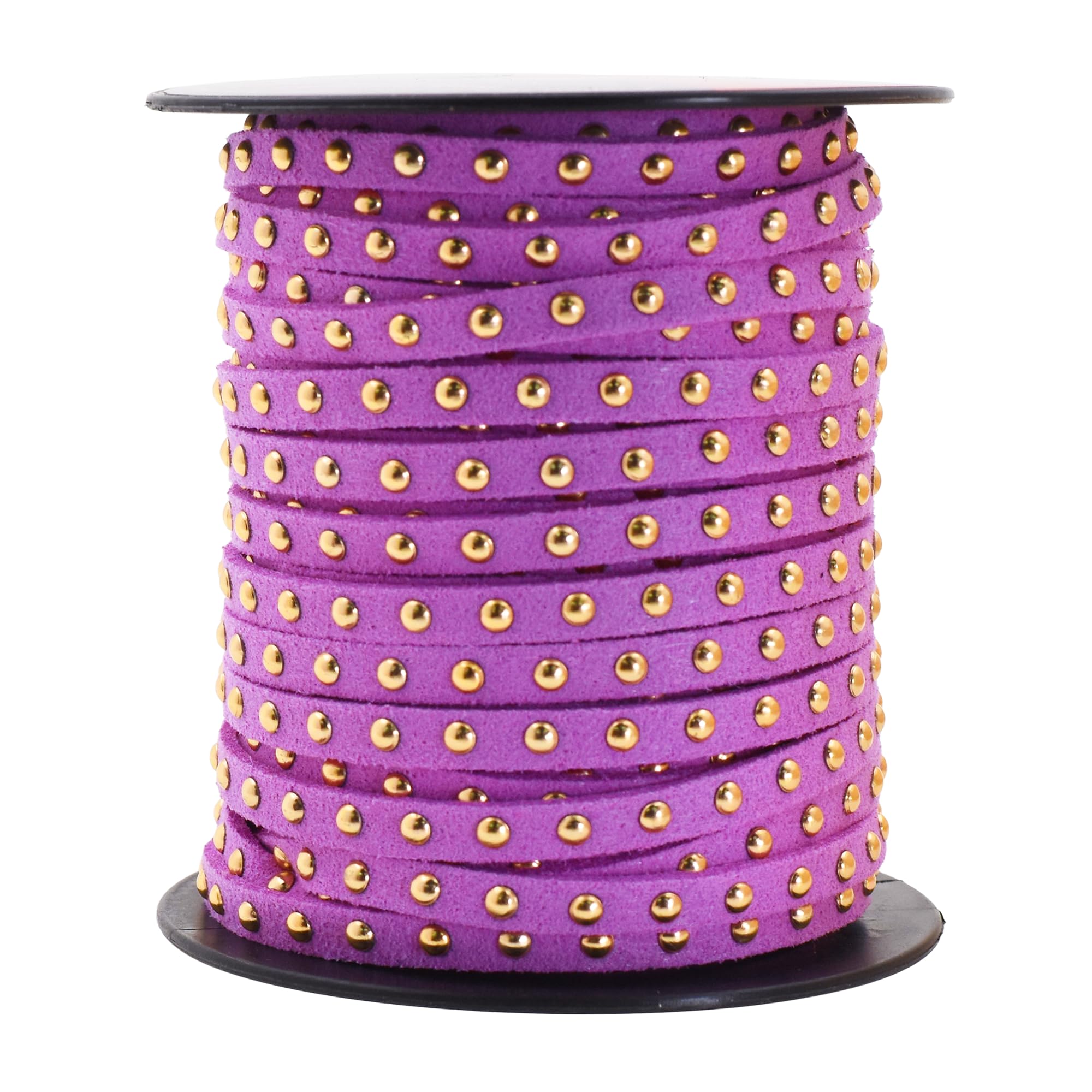 Studded Faux Suede Cord Rope for Jewelry Making - 20 Yards Faux Leather Ribbon - Flat Micro Fiber Leather String Faux Leather Lace with Rivets