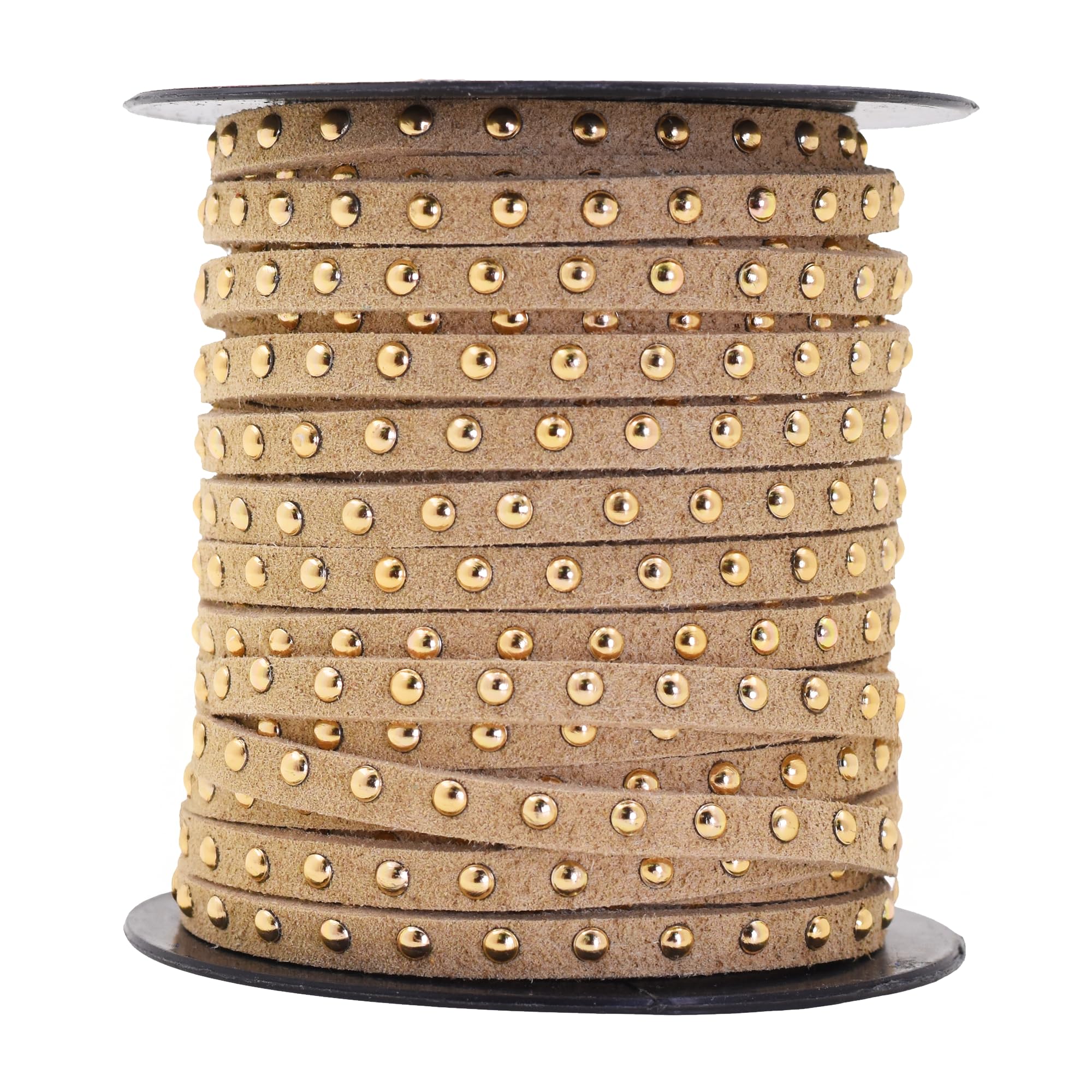 Studded Faux Suede Cord Rope for Jewelry Making - 20 Yards Faux Leather Ribbon - Flat Micro Fiber Leather String Faux Leather Lace with Rivets