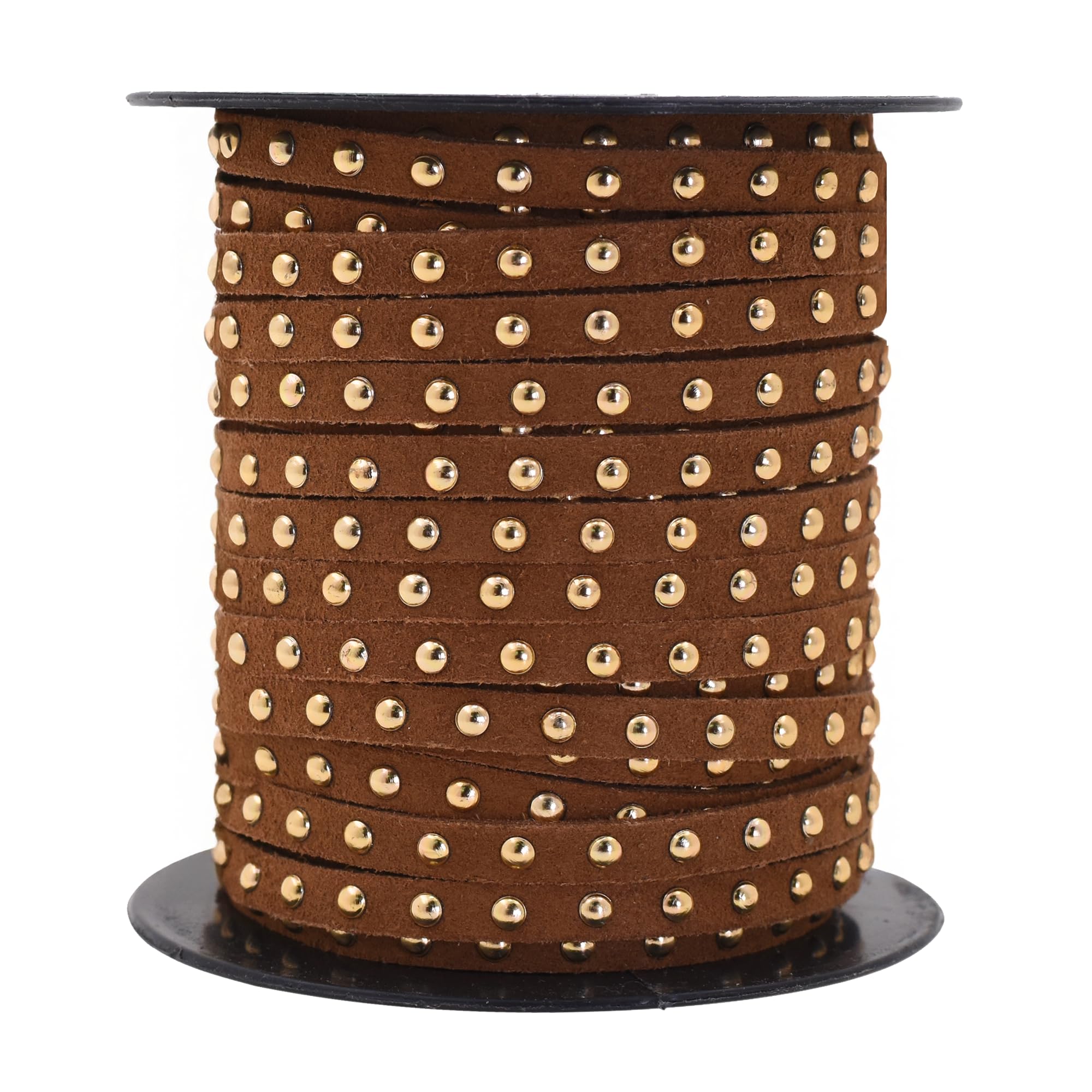 Studded Faux Suede Cord Rope for Jewelry Making - 20 Yards Faux Leather Ribbon - Flat Micro Fiber Leather String Faux Leather Lace with Rivets