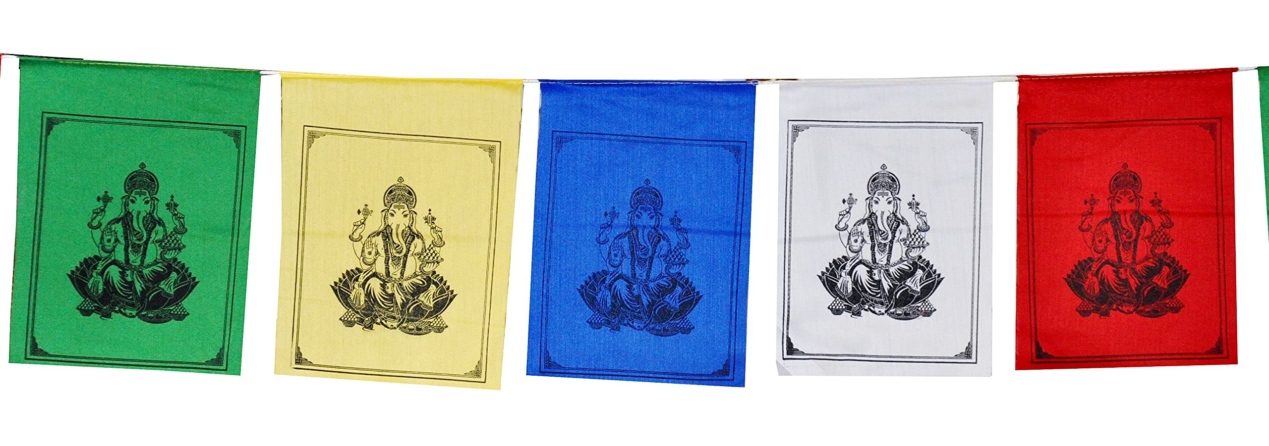 Mandala Crafts Ganesha Tibetan Prayer Flags Outdoor Large Lungta - Nepalese Prayer Flags – Ganesh Prayer Flag Banner 6 X 7 Inches 5 FT Long