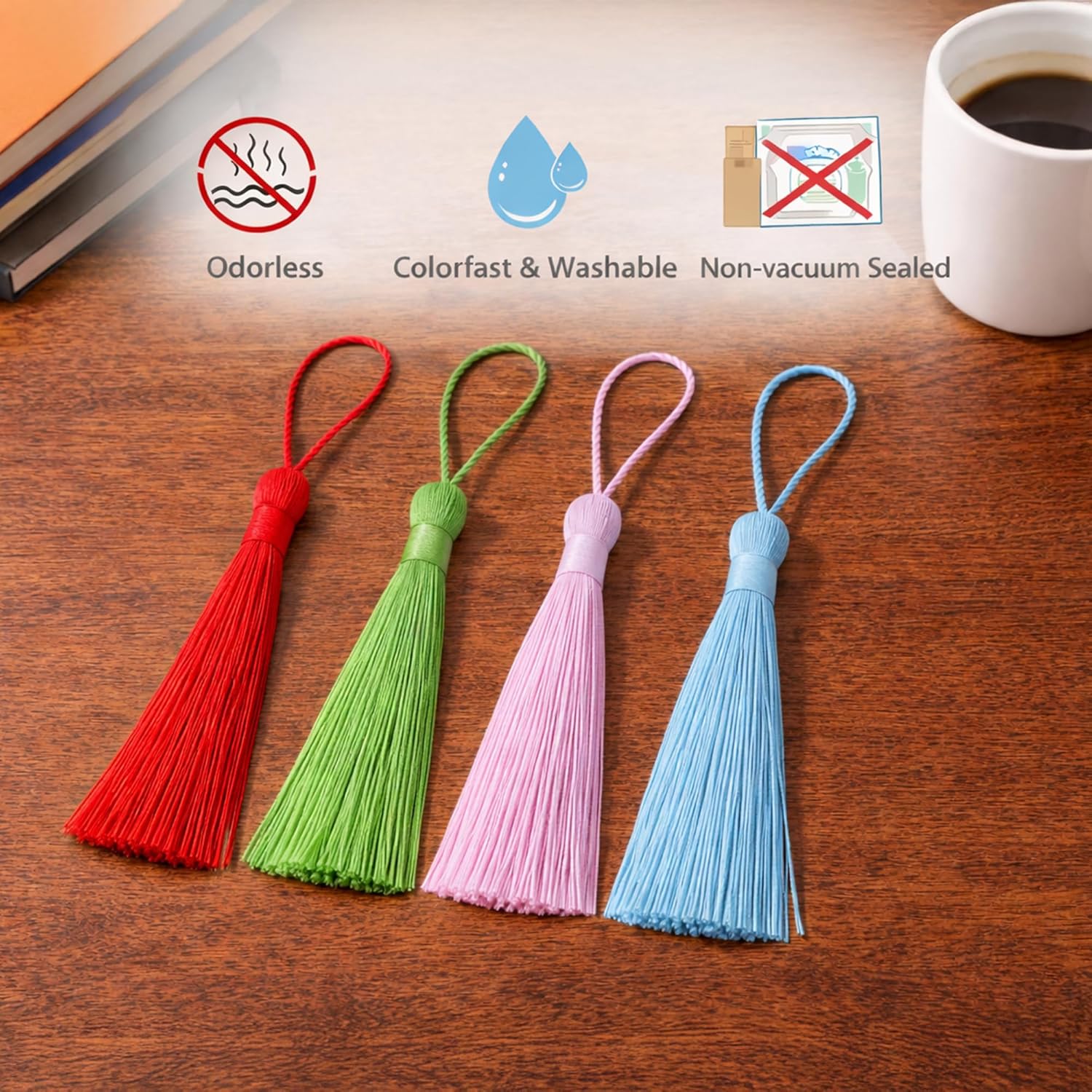Mandala Crafts Bookmark Tassels for Crafts - Mini Tassels for Bookmarks Jewelry Making Graduation - 5 Inch Pack of 100 Small Floss Sewing Tassels