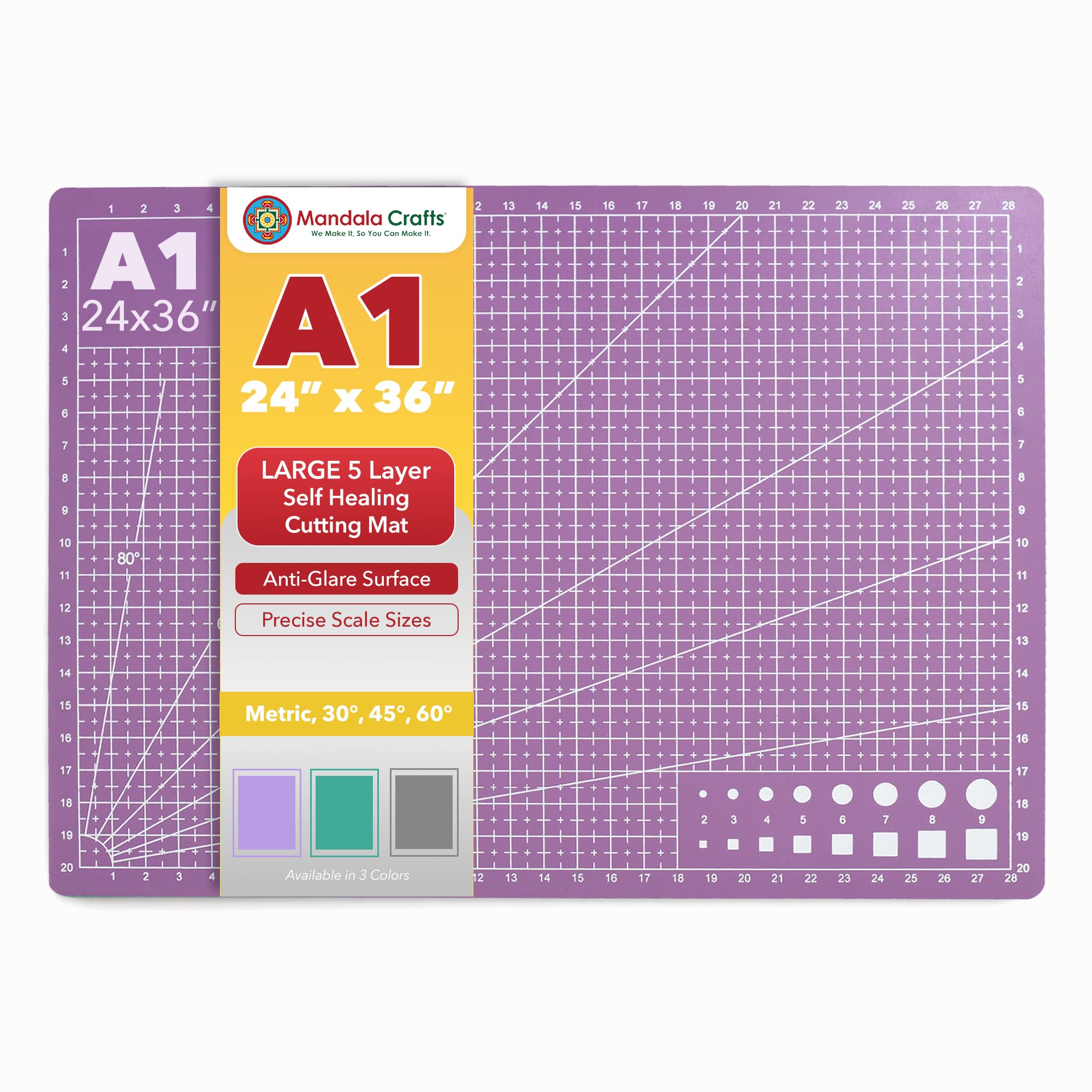 Self-Healing Cutting Mat – Double-Sided 5-Ply Rotary Cutting Board for Sewing, Quilting, Fabric, Leather, Craft, and Scrapbooking