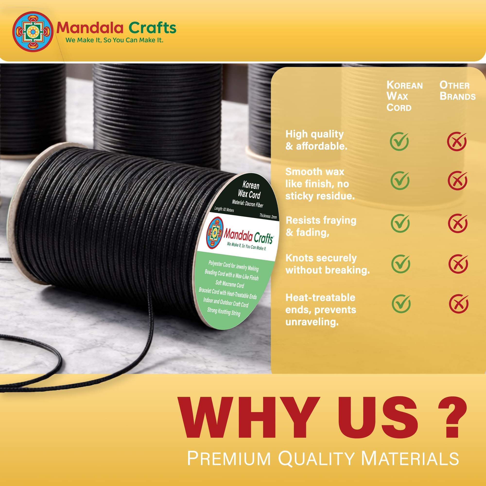 Korean Wax Cord for Jewelry Making | Durable for Outdoor, Polyester Waxed String, for Knotting, Braiding, Macrame, Beading, Necklaces, Earrings, Bracelets