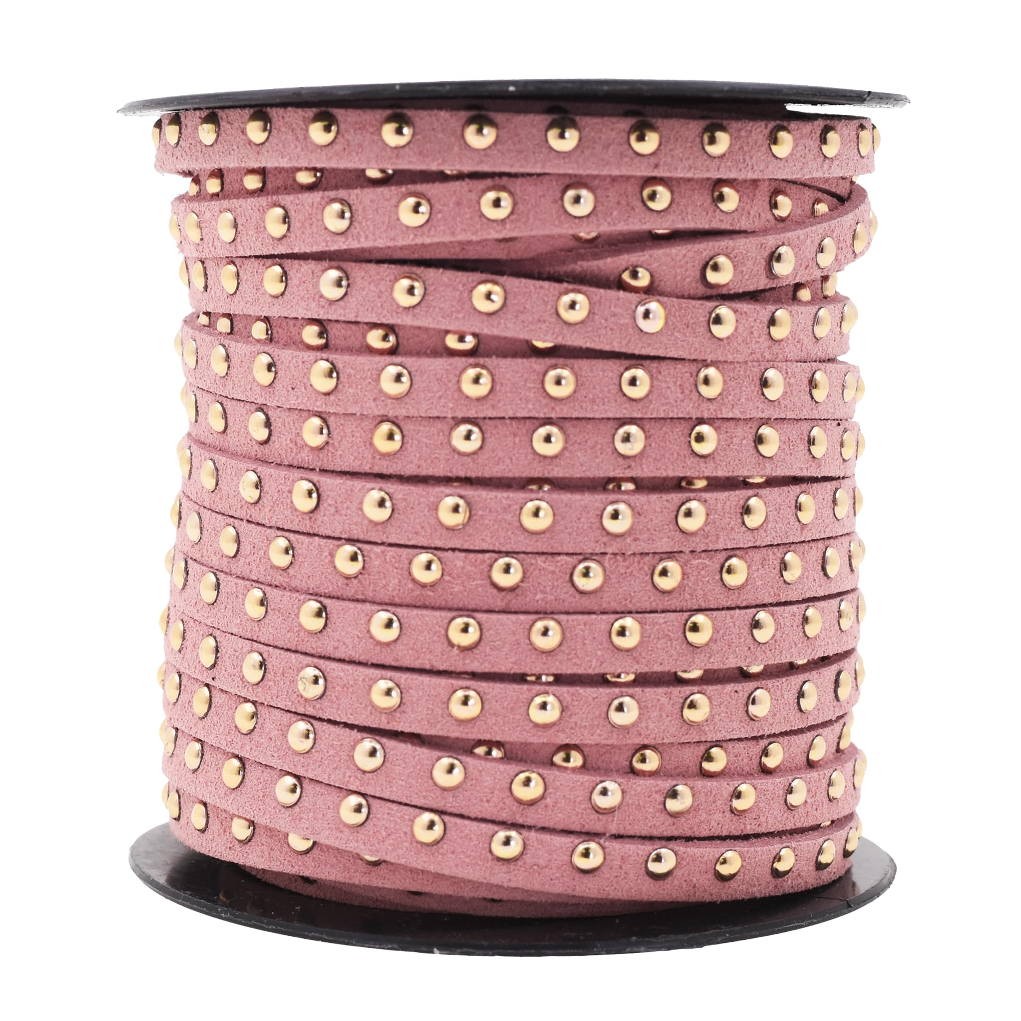 Studded Faux Suede Cord Rope for Jewelry Making - 20 Yards Faux Leather Ribbon - Flat Micro Fiber Leather String Faux Leather Lace with Rivets