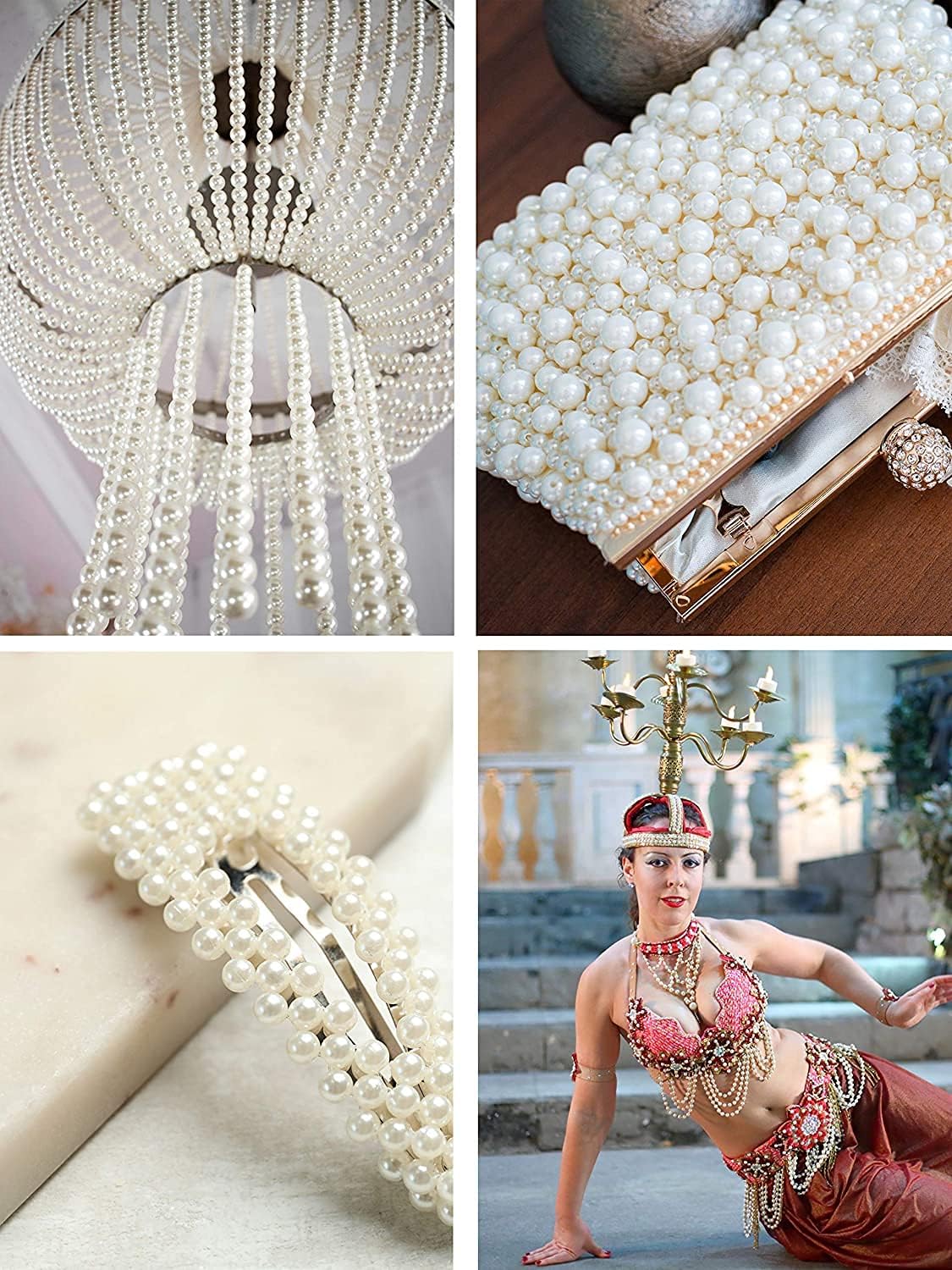 Mandala Crafts Faux Pearl Beads Garland Pearl Bead Roll String Strand for Wedding, Decorating, Trees, Crafts