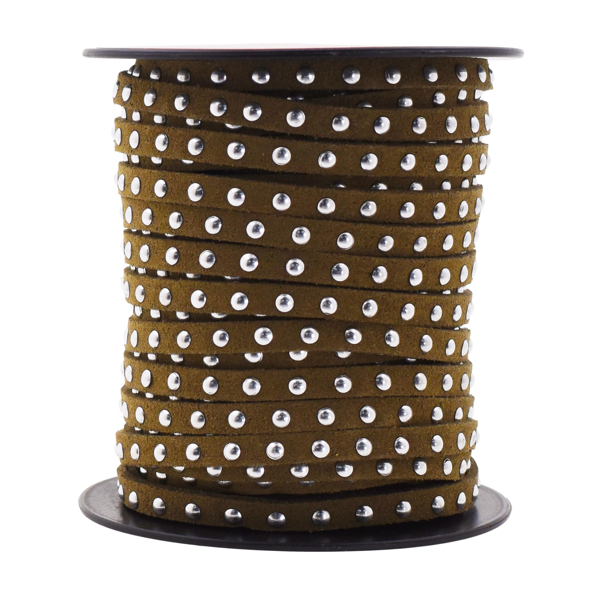 Studded Faux Suede Cord Rope for Jewelry Making - 20 Yards Faux Leather Ribbon - Flat Micro Fiber Leather String Faux Leather Lace with Rivets