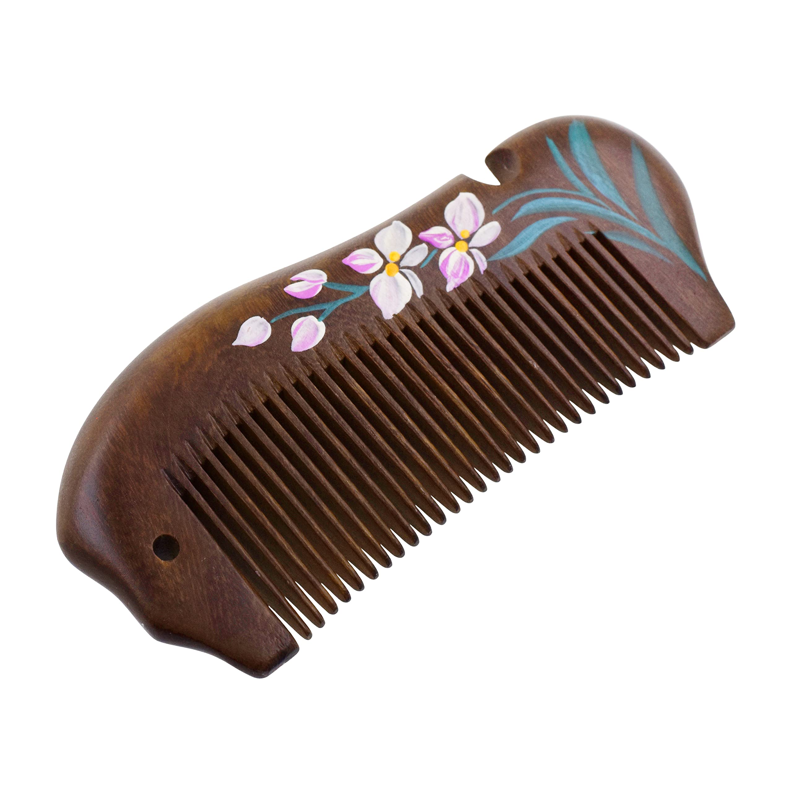 Mandala Crafts Wooden Comb - Lilac Flower Rosewood Anti-Static Wood Comb - Wooden Wide Tooth Hair Comb for Men Women Straight Curly Hair Detangling Beard