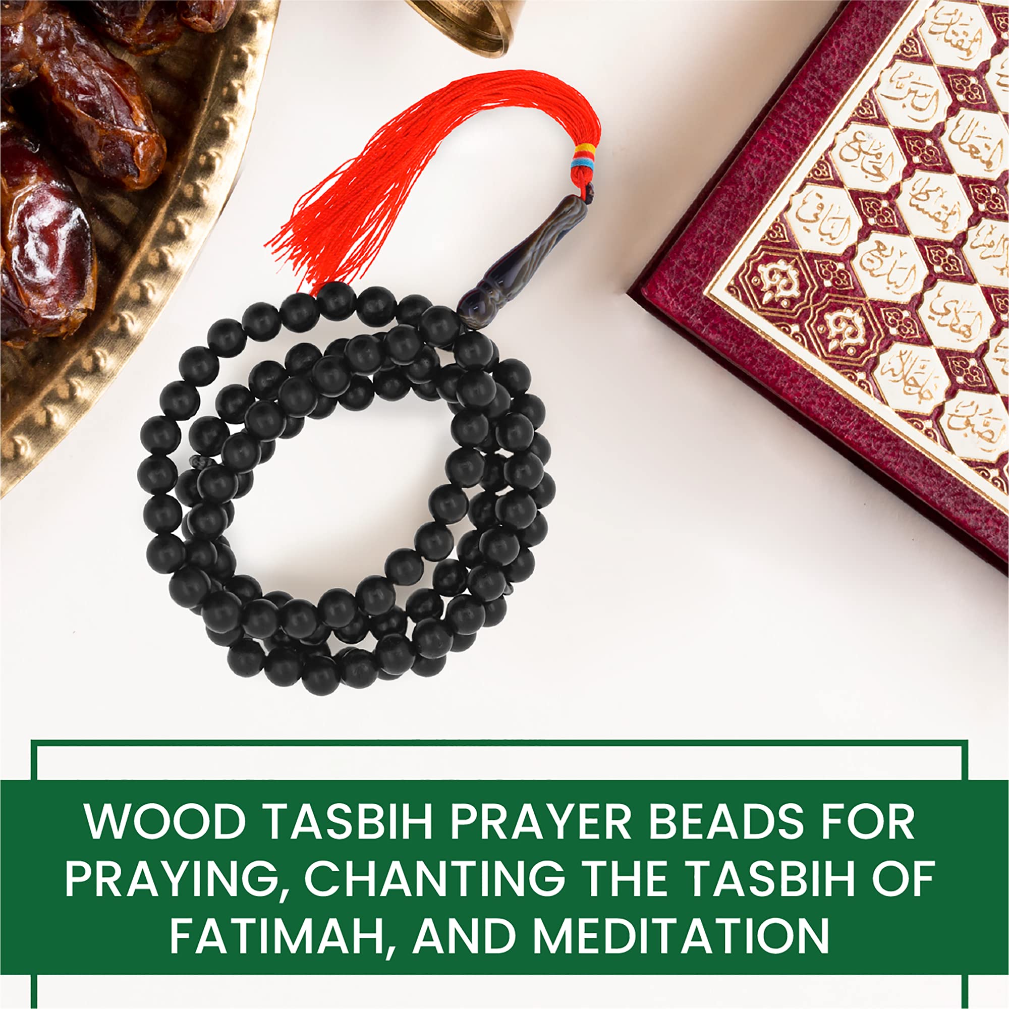 Mandala Crafts Wood Tasbih Prayer Beads - Misbaha Beads Muslim Prayer Beads for Men and Women - Wooden Islamic Prayer Beads Tasbih Beads Necklace