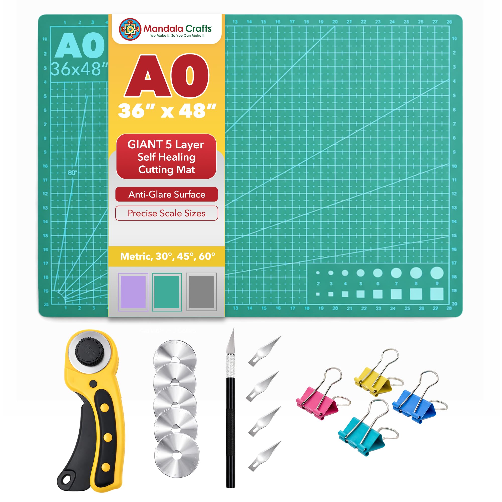 Self-Healing Cutting Mat – Double-Sided 5-Ply Rotary Cutting Board for Sewing, Quilting, Fabric, Leather, Craft, and Scrapbooking