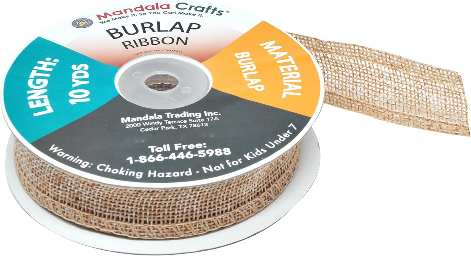 Burlap Ribbon 3 Inch 2 Rolls 20 Yards Unwired Rustic Jute Ribbon for Crafts, Mason Jars, Weddings, Party Decoration; by Mandala Crafts