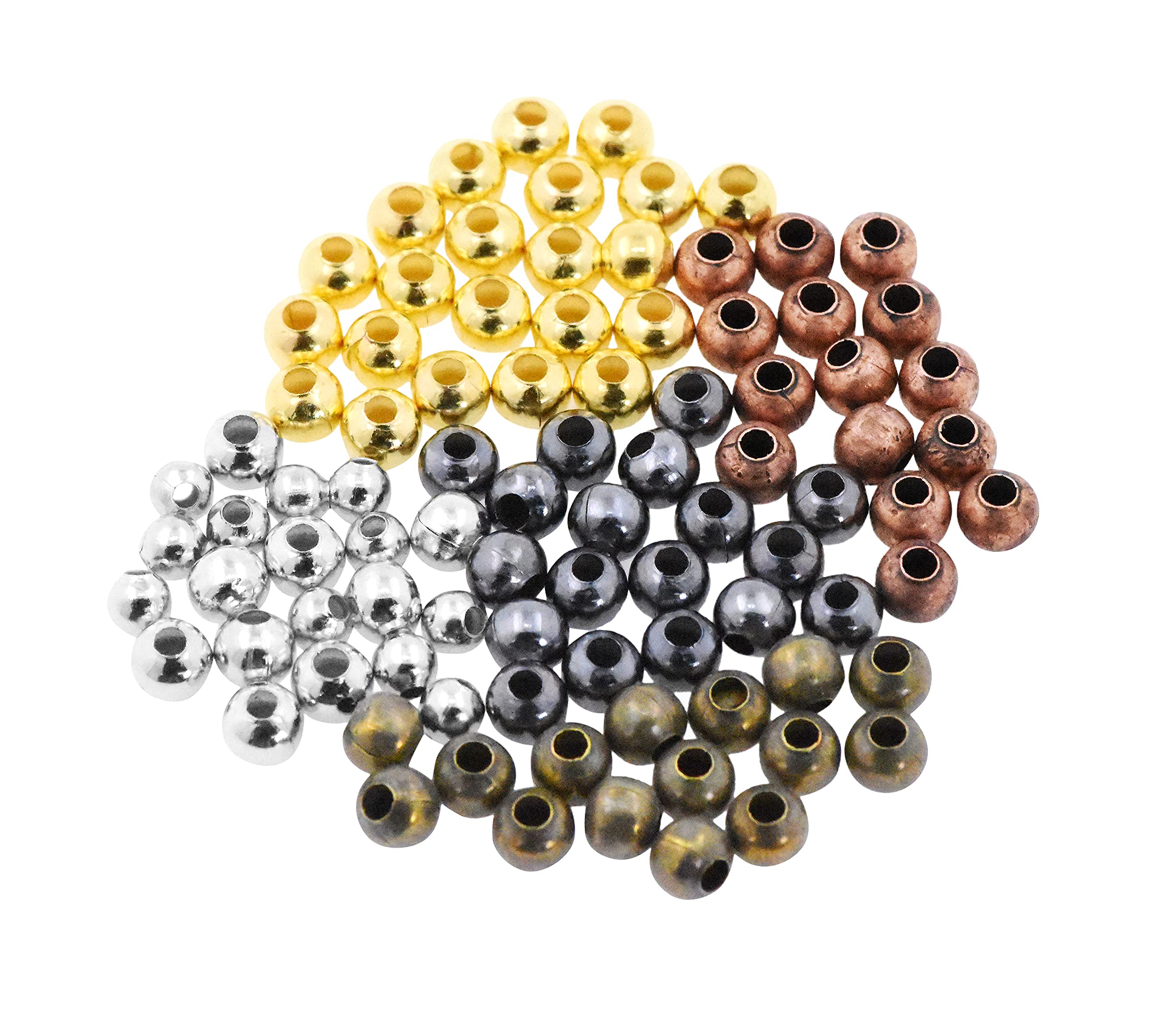 Mandala Craft Metal Spacer Beads for Jewelry Making Bulk Pack - Round Silver Spacer Beads Gold Beads - 4mm 5mm Bead Spacers for Jewelry Making 1500 PCs