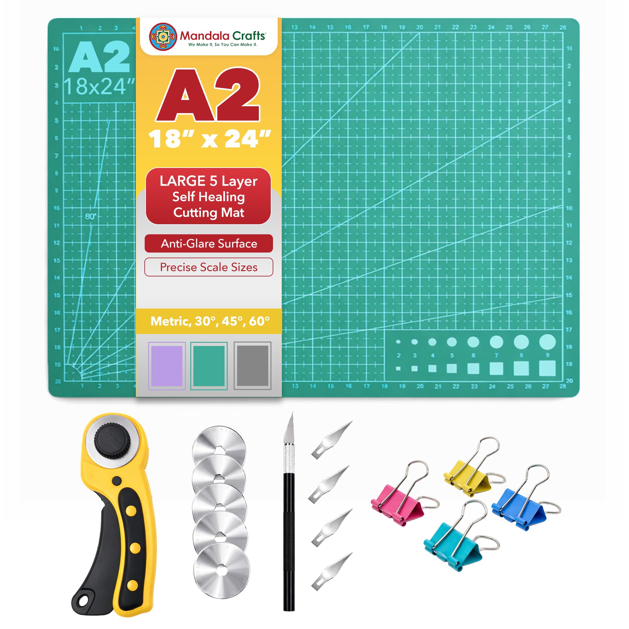 Self-Healing Cutting Mat – Double-Sided 5-Ply Rotary Cutting Board for Sewing, Quilting, Fabric, Leather, Craft, and Scrapbooking