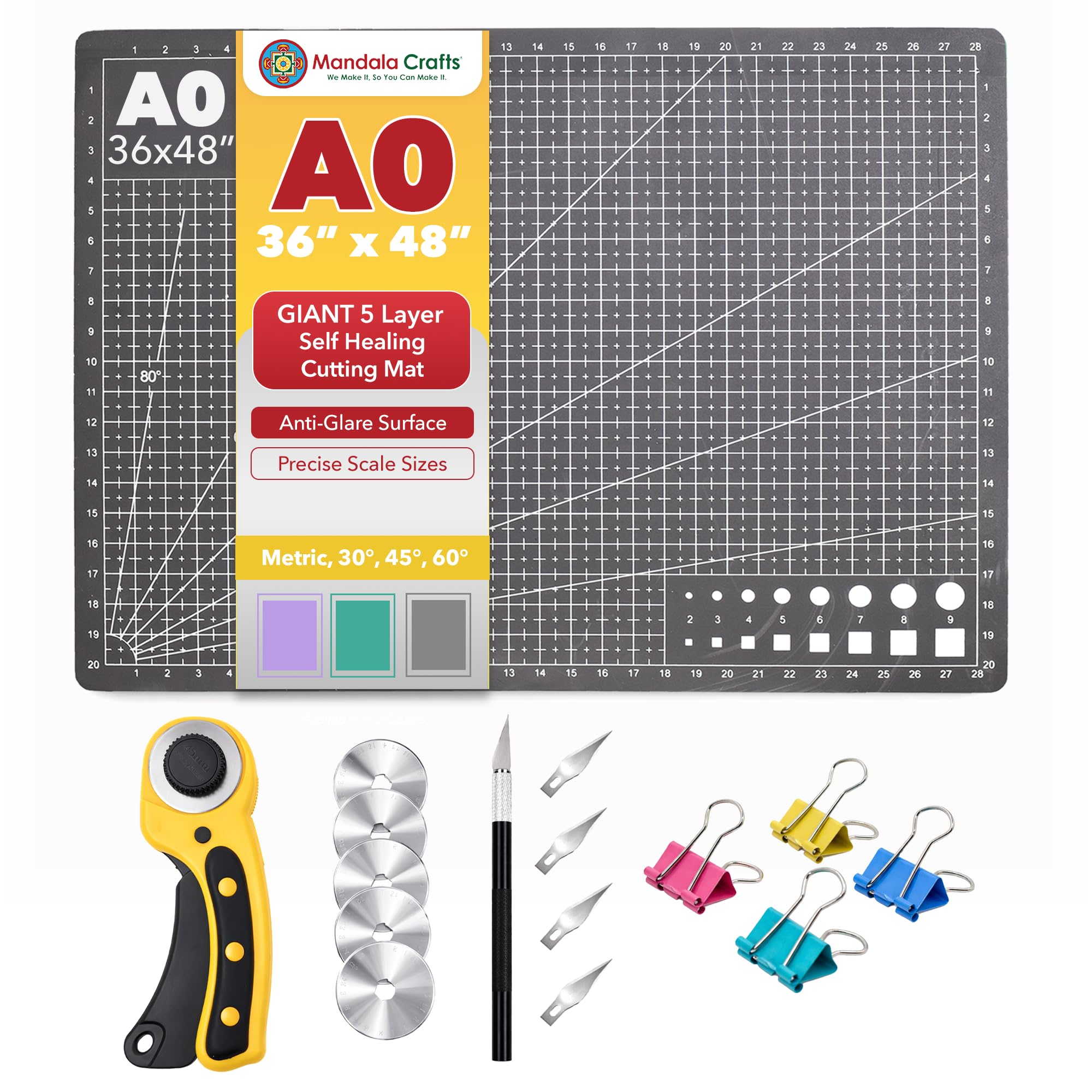 Self-Healing Cutting Mat – Double-Sided 5-Ply Rotary Cutting Board for Sewing, Quilting, Fabric, Leather, Craft, and Scrapbooking