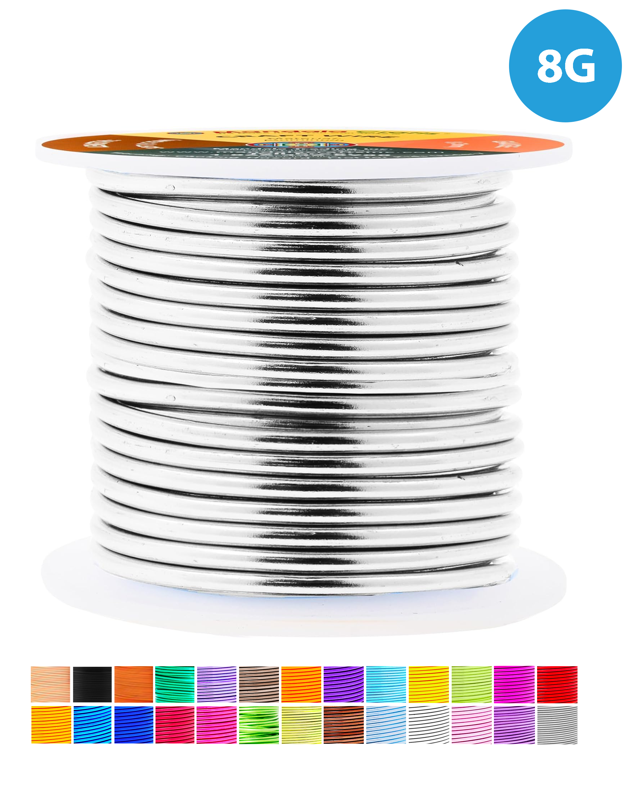 8 Gauge Anodized Aluminum Craft Wire for Jewelry Making - Bendable Flexible Crafting Wire 8 Gauge Wire Colored for Bonsai - Armature Wire for Sculpting - 32 feet