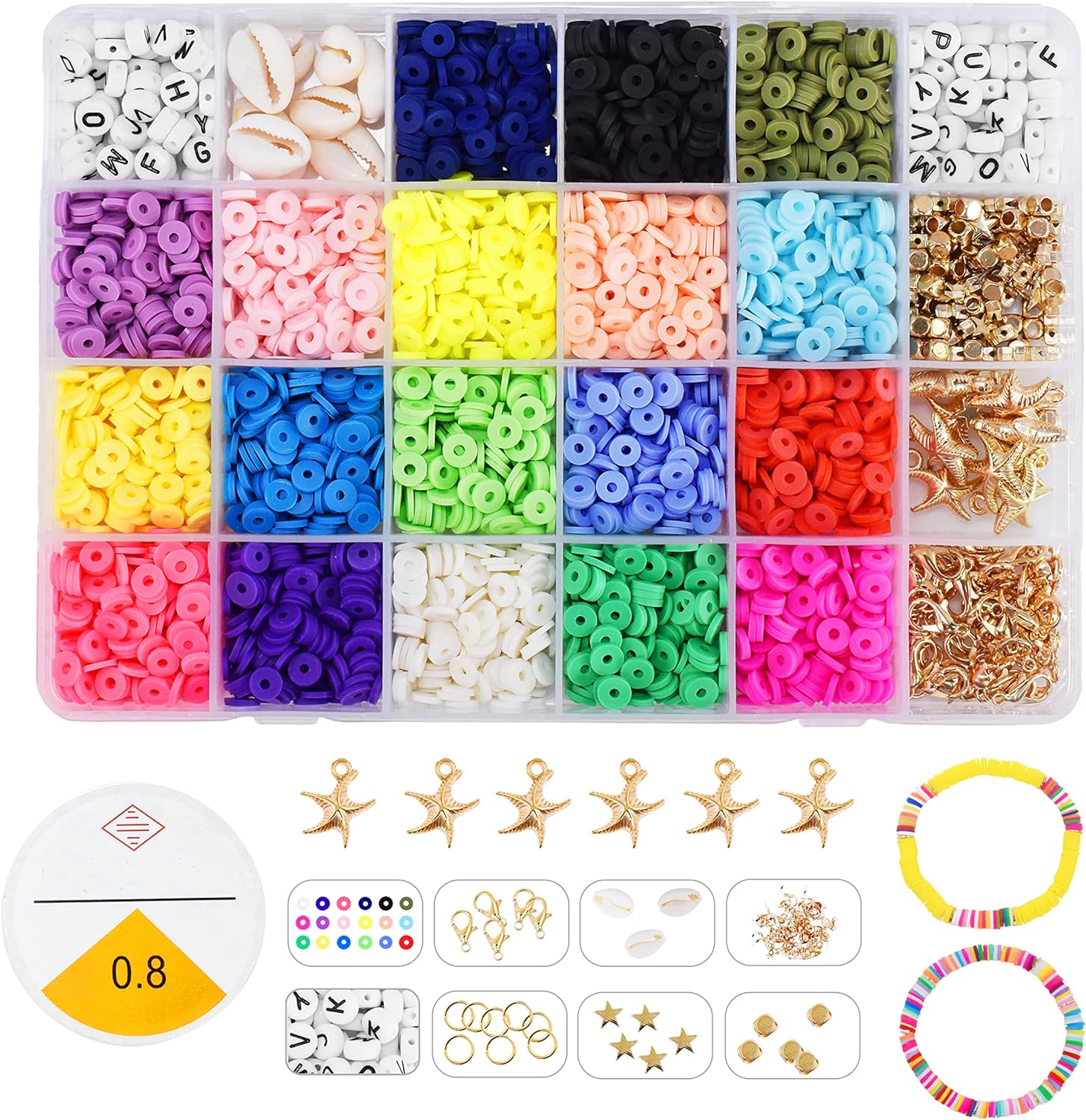 Assorted Heishi Beads for Jewelry Making - 4819 Assorted Polymer Clay Beads for Bracelets Making - Assorted Flat Beads Disc Beads 6mm Round Disk Spacer Beads