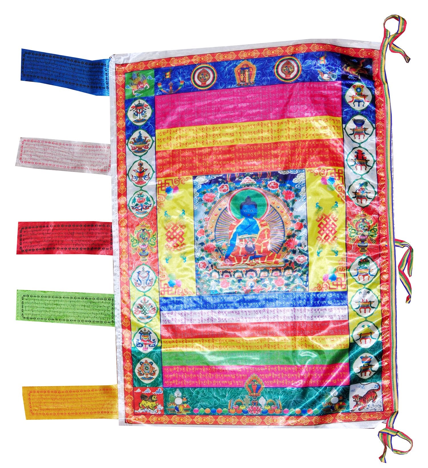 Mudra Crafts Tibetan Prayer Flags Vertical Banner - Nepalese Prayer Flags - Medicine Buddha Prayer Flag Banner