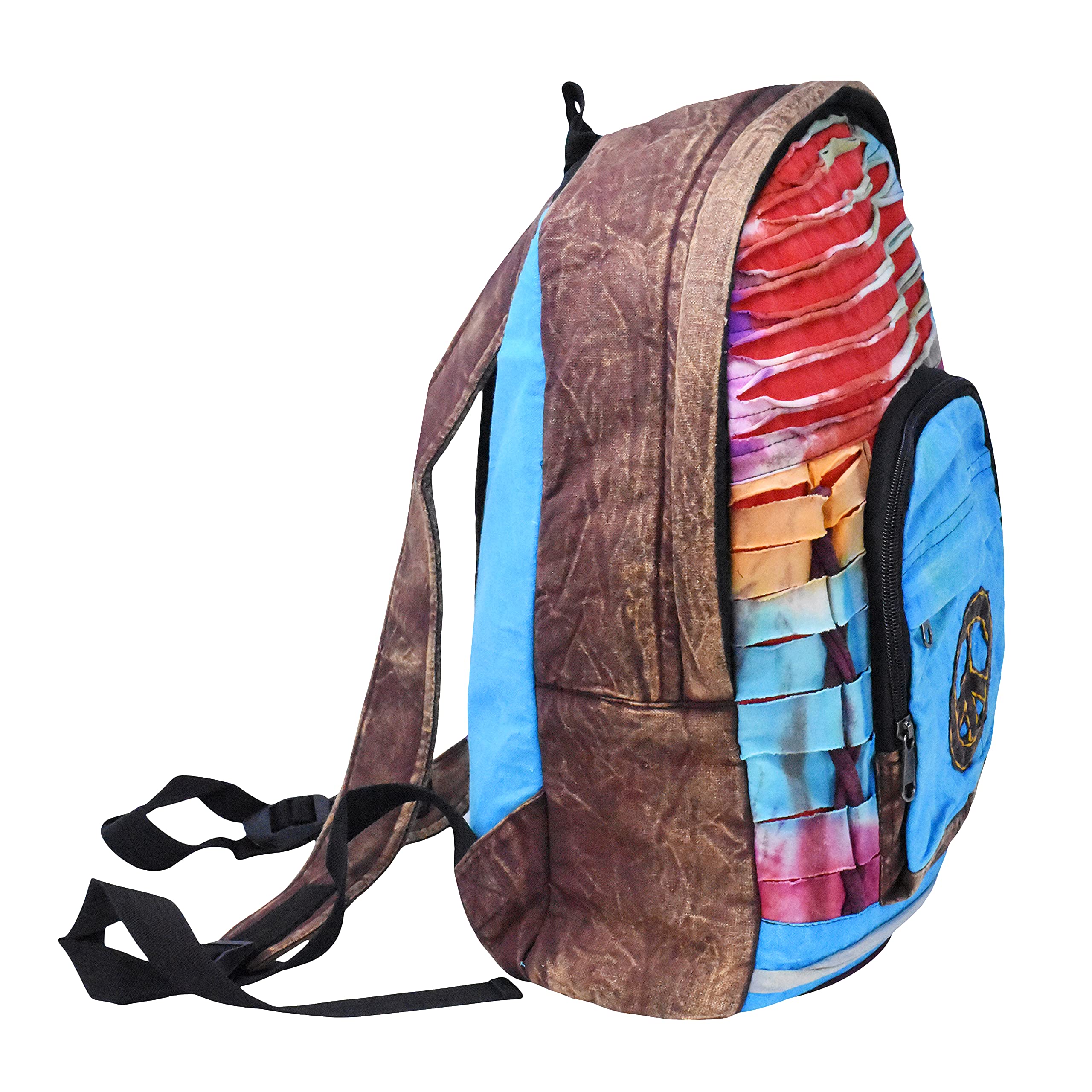 Mandala Crafts Bohemian Backpack – Boho Backpack Purse - Large Tie-Dye Pacthed Baja Backpack Hippie Backpack for Women Men