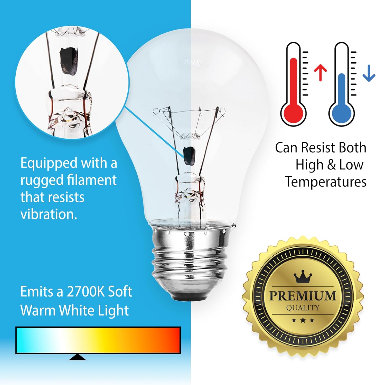 Clear E26 A15 Incandescent 40w Appliance Light Bulbs Refrigerator Light Bulbs, Oven Light Bulbs, Microwave Light Bulbs, Stove Lightbulbs