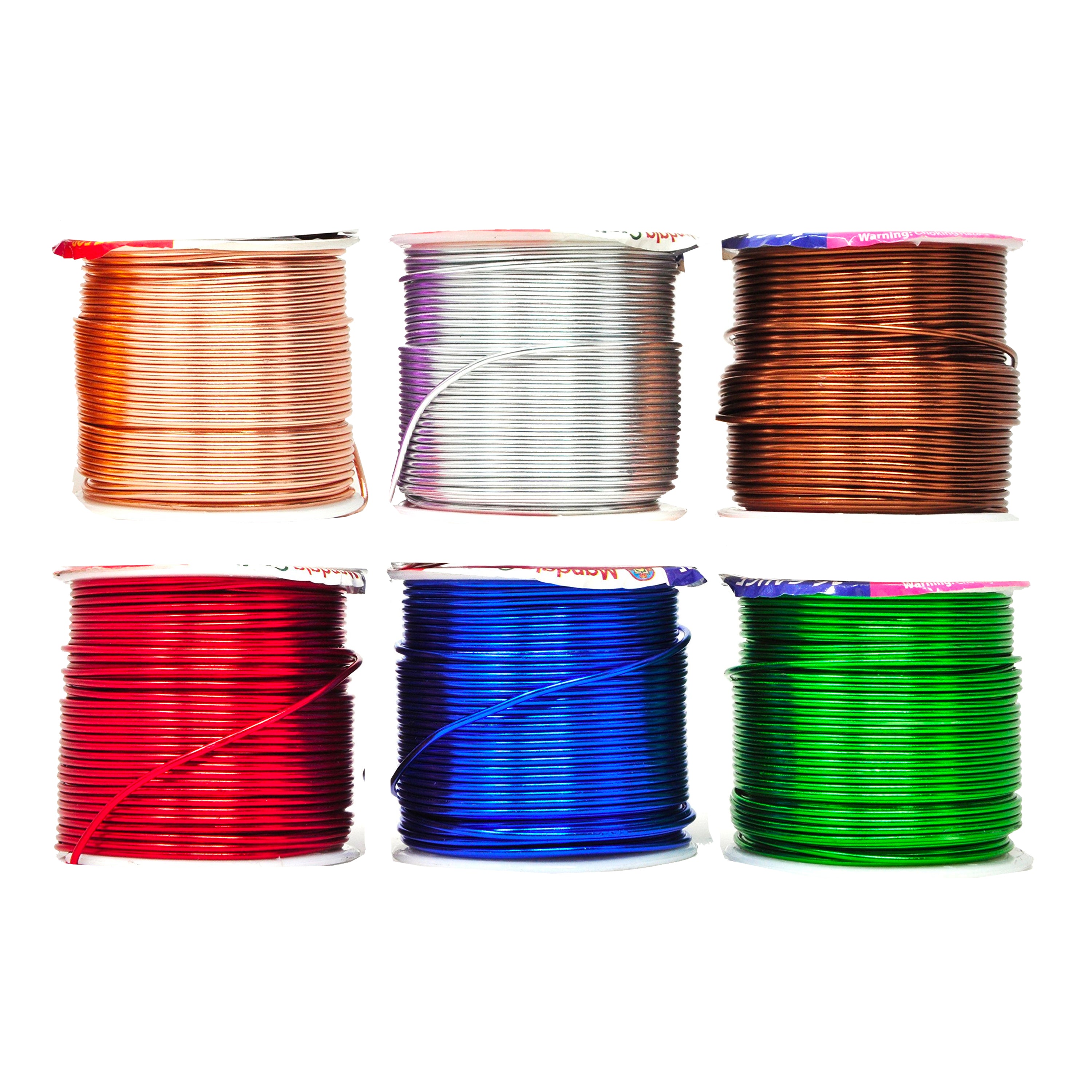 Mandala Crafts Anodized Aluminum Wire for Sculpting, Armature, Jewelry Making, Gem Metal Wrap, Garden, Colored and Soft, Assorted 6 Rolls