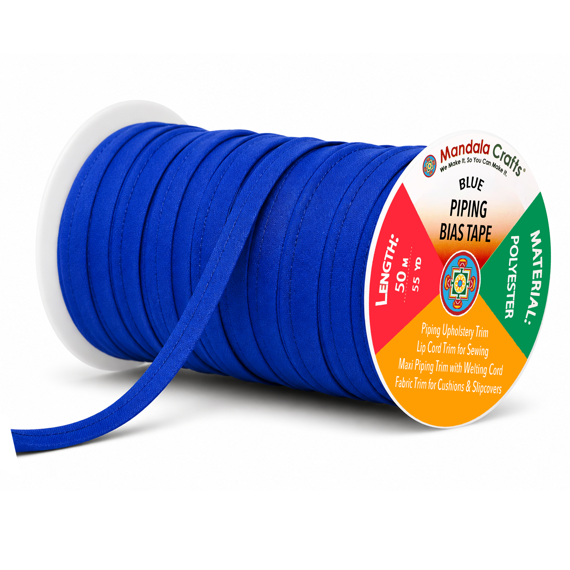 55 Yards Maxi Piping Trim with Welting Cord - 1/2 Inch Maxi Piping Bias Tape for Sewing - Lip Cord Trim by The Yard for Upholstery Trimming